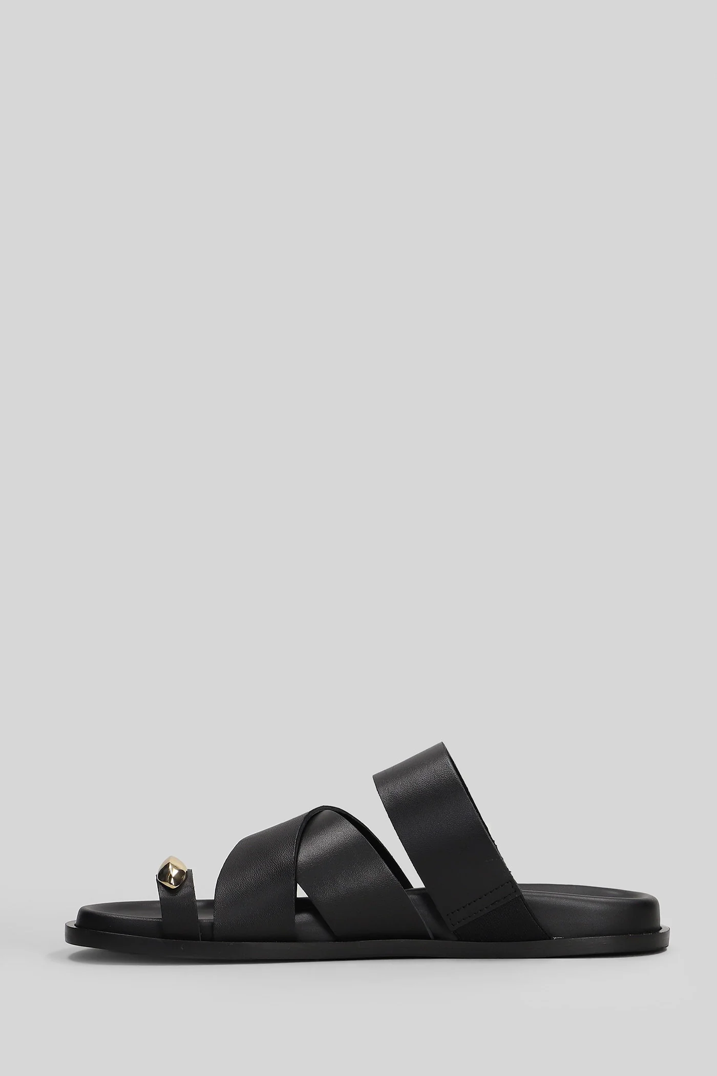 Christine Ring Flat sandal-slipper in black leather - Image 3