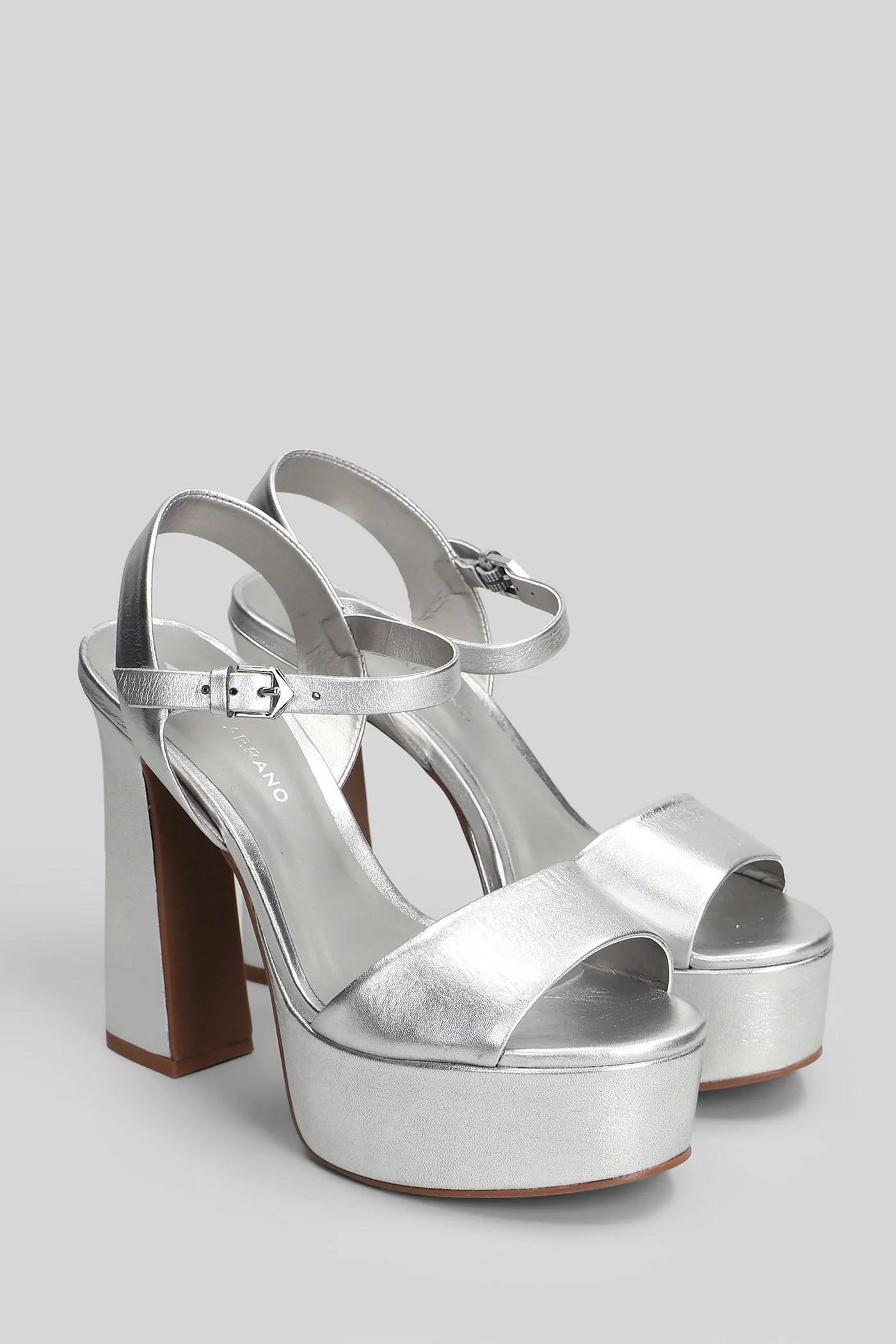 Sandals in silver leather - Image 2