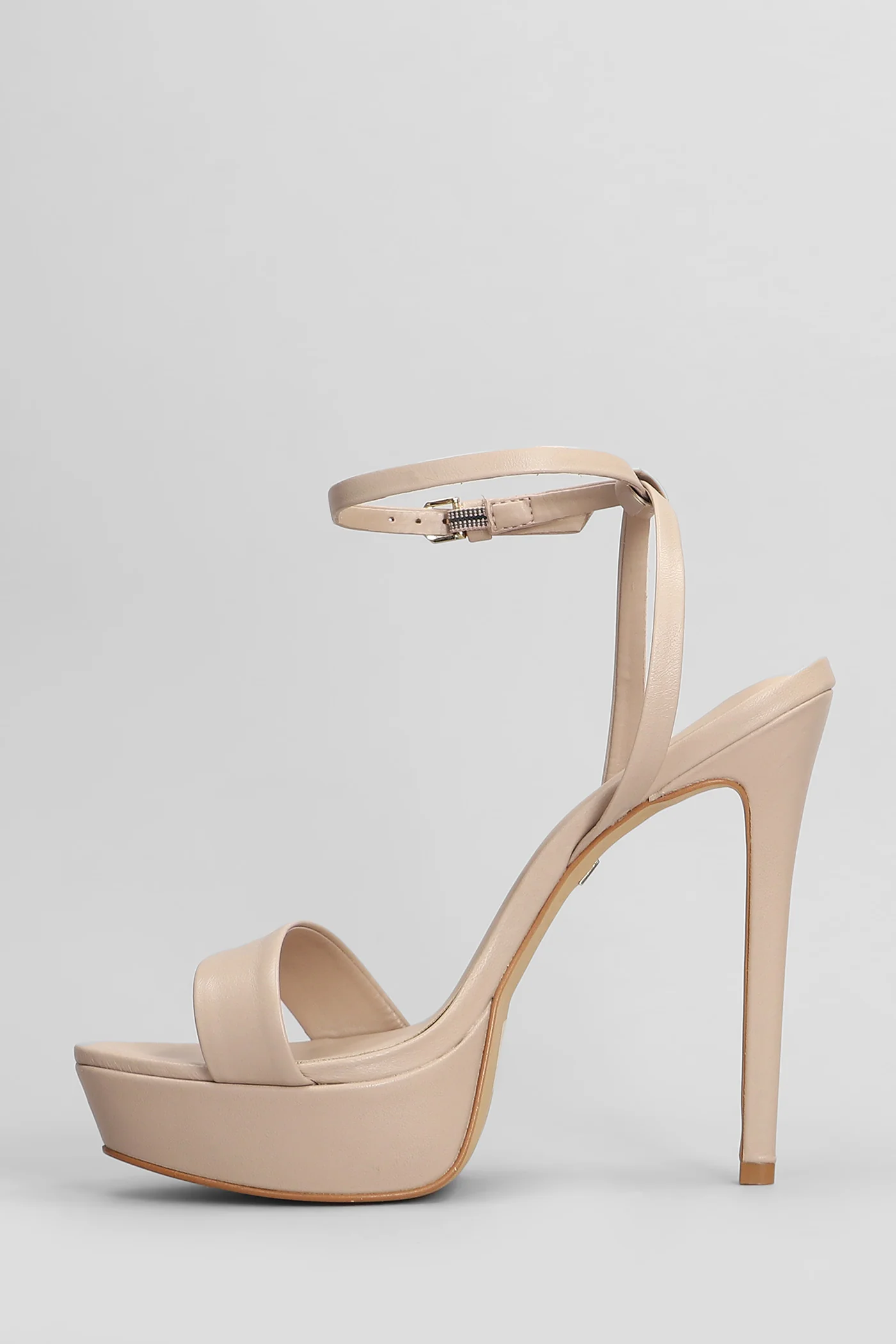 Sandals in taupe leather - Image 3