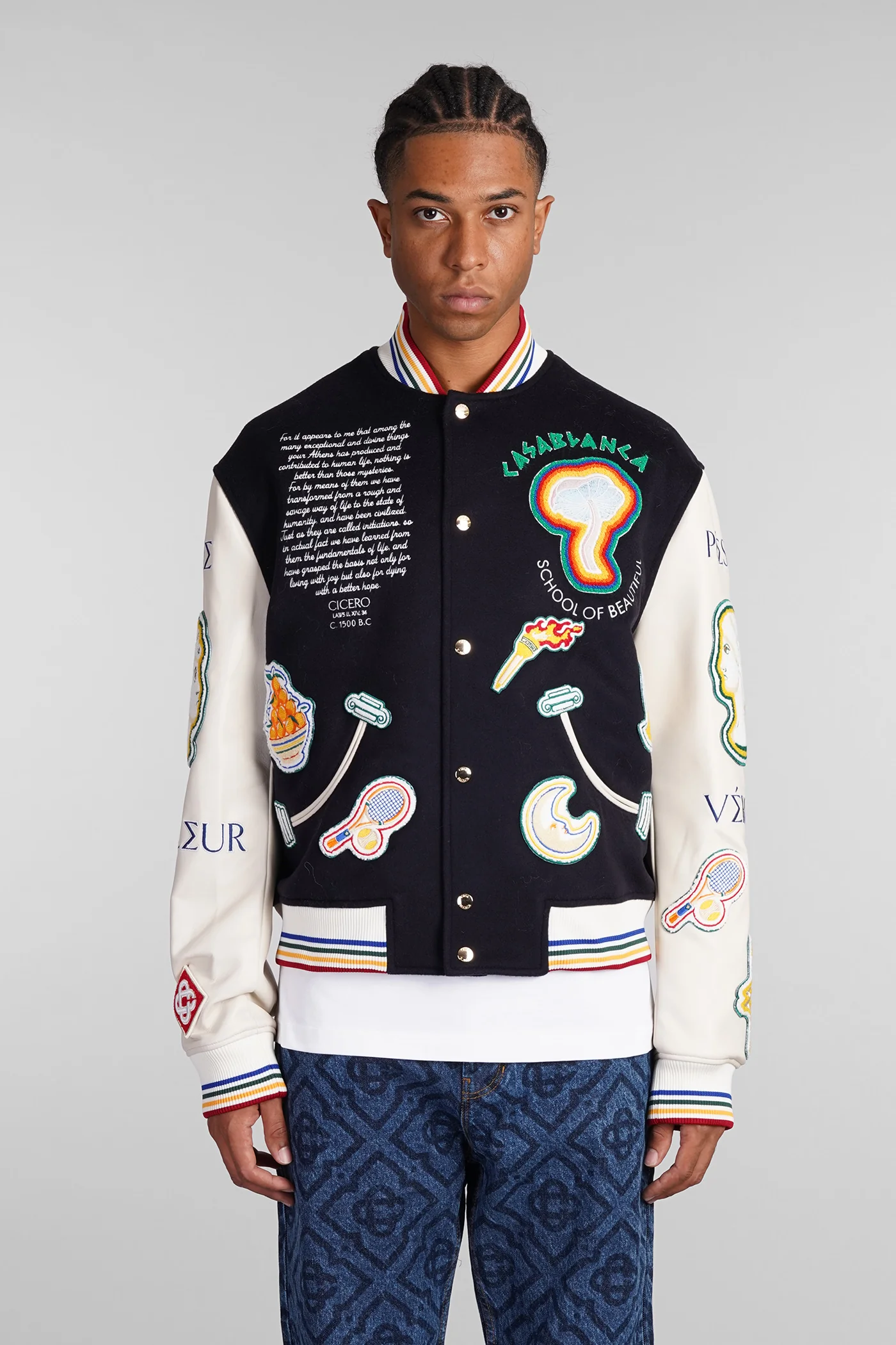 Bomber Jacket in blue wool