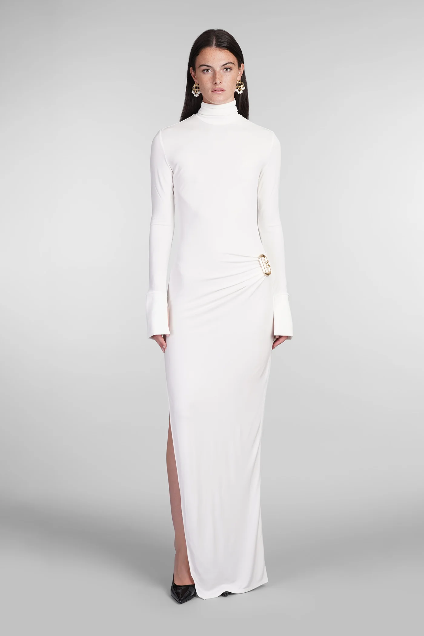 Dress woman  in beige viscose - Image 2