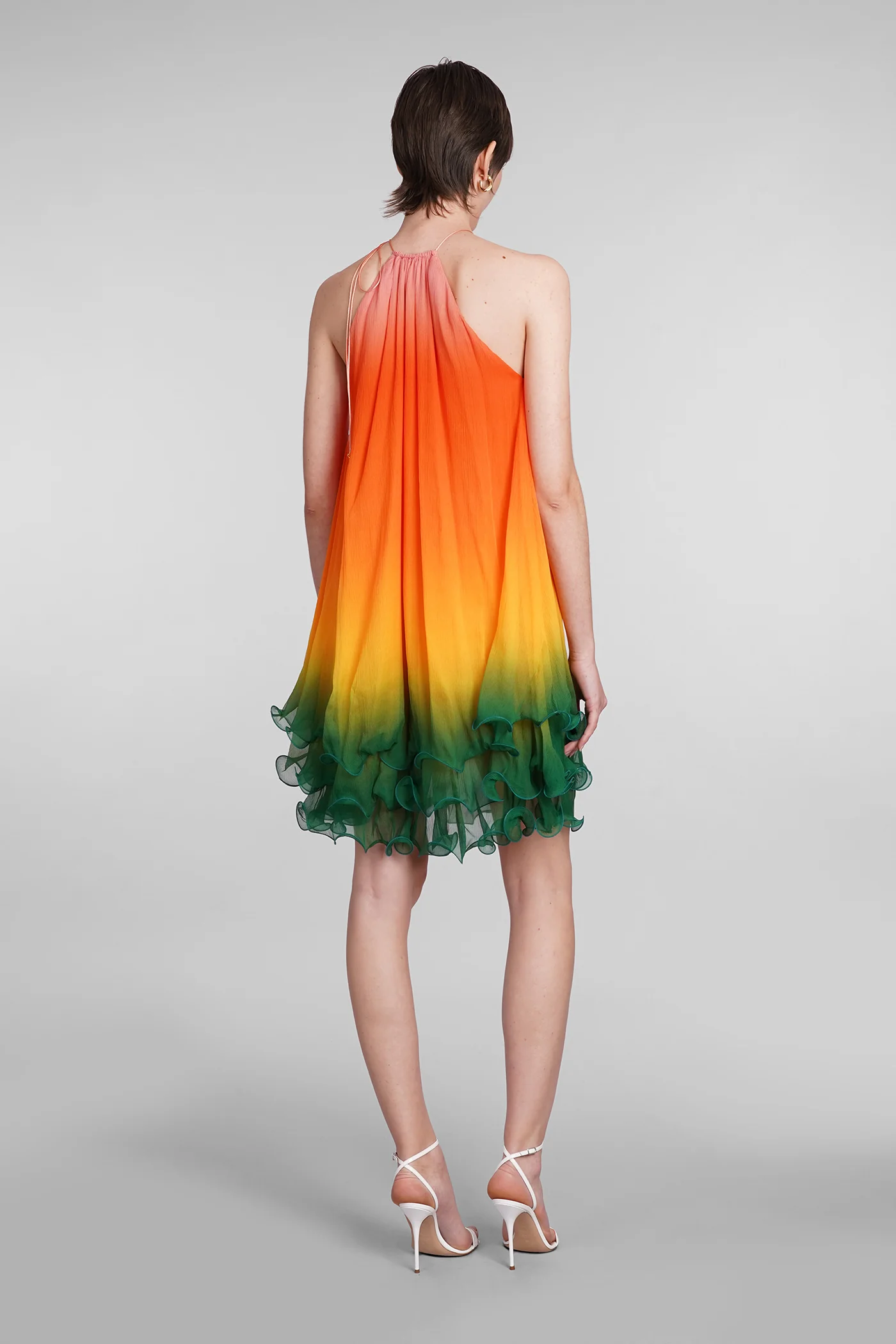 Dress woman in multicolor silk - Image 3