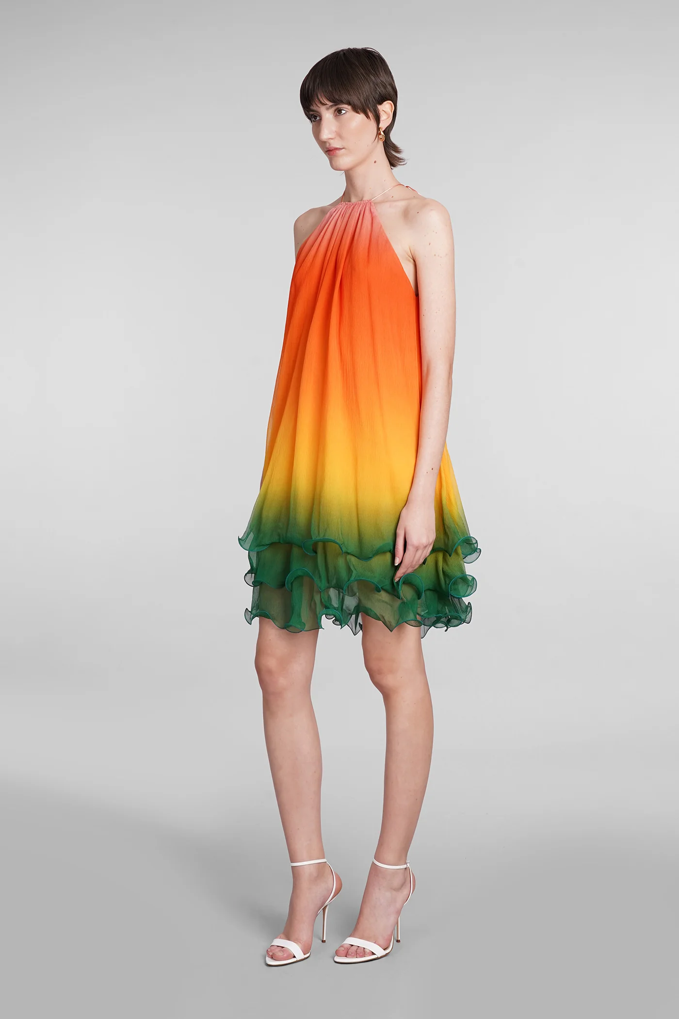 Dress woman in multicolor silk - Image 4