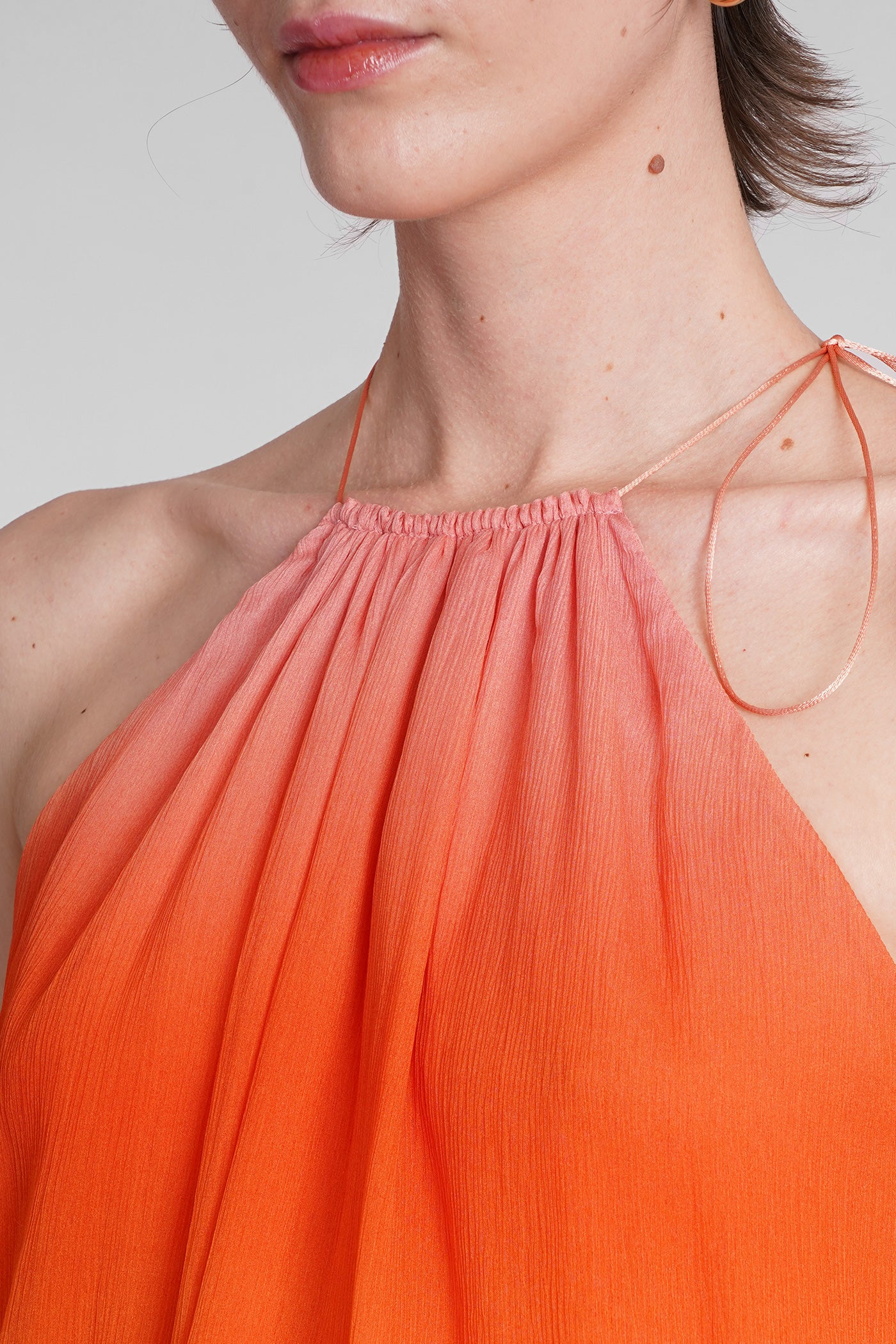 Dress woman in multicolor silk - Image 5