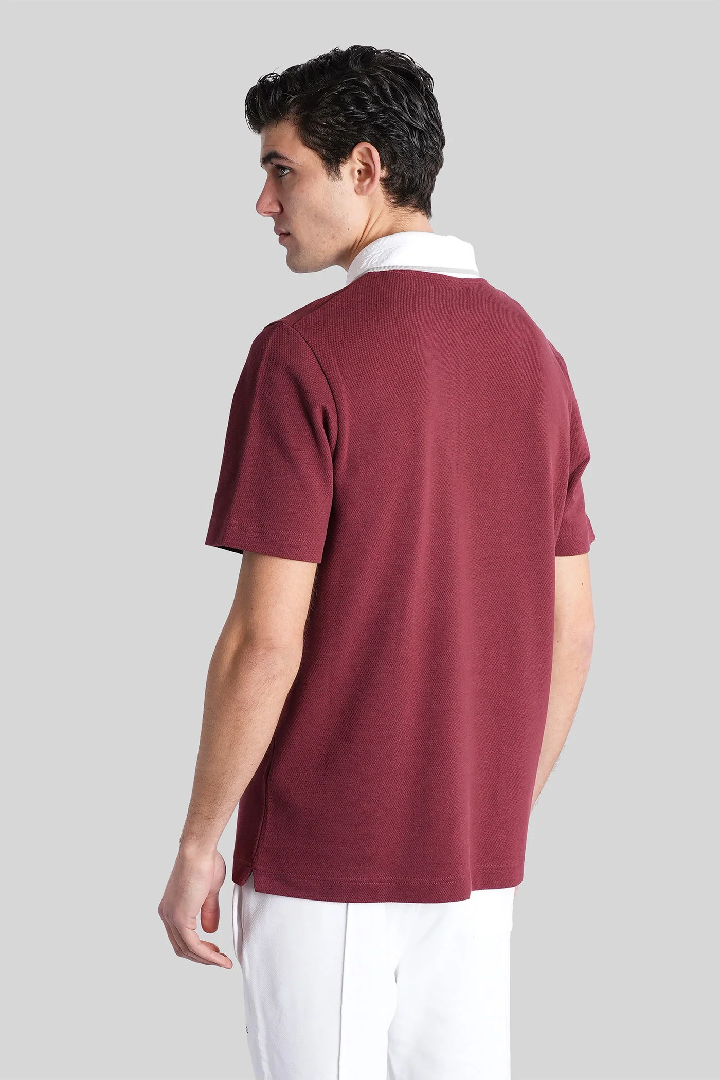 Polo in bordeaux cotton - Image 3