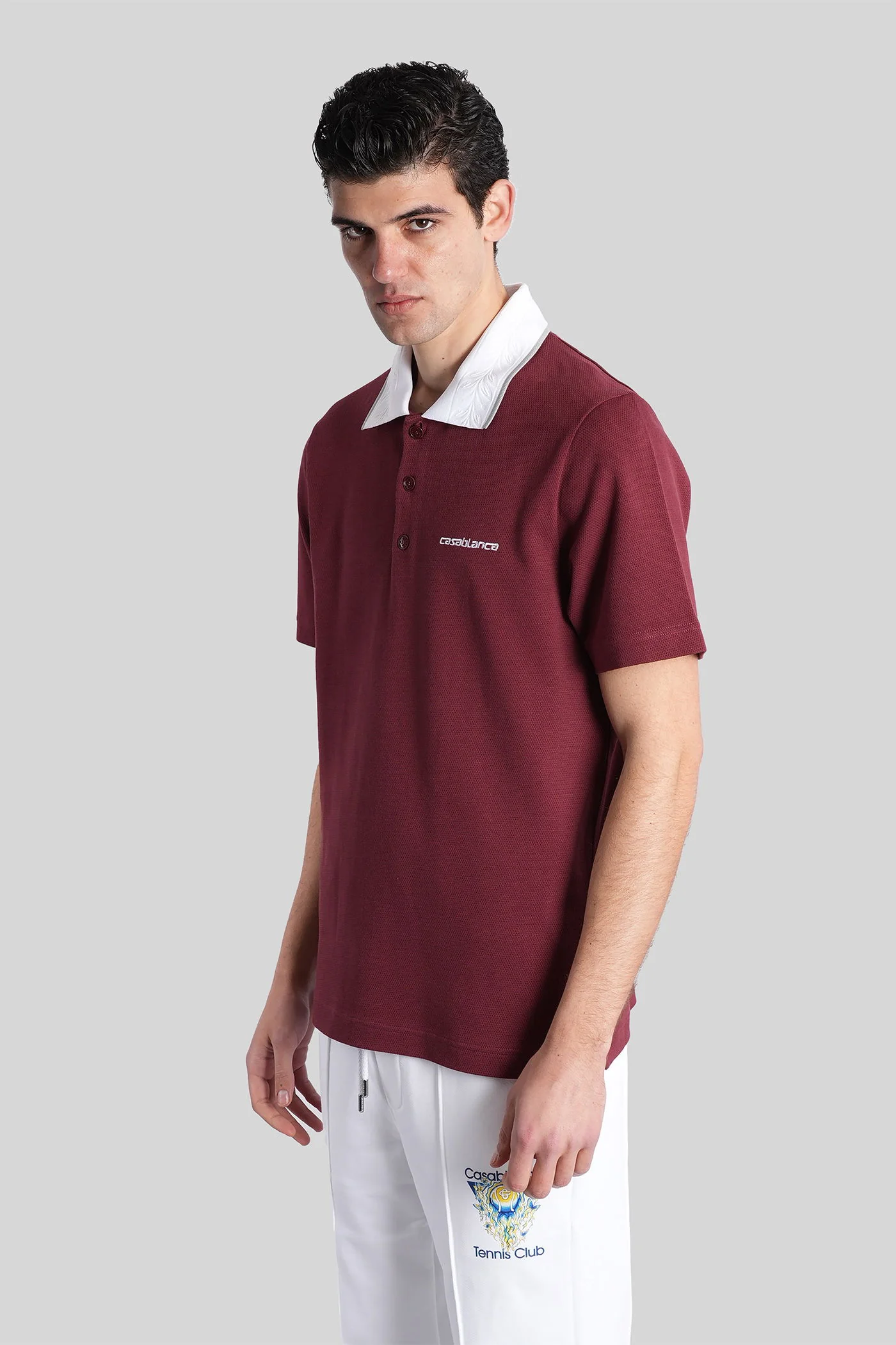 Polo in bordeaux cotton - Image 4