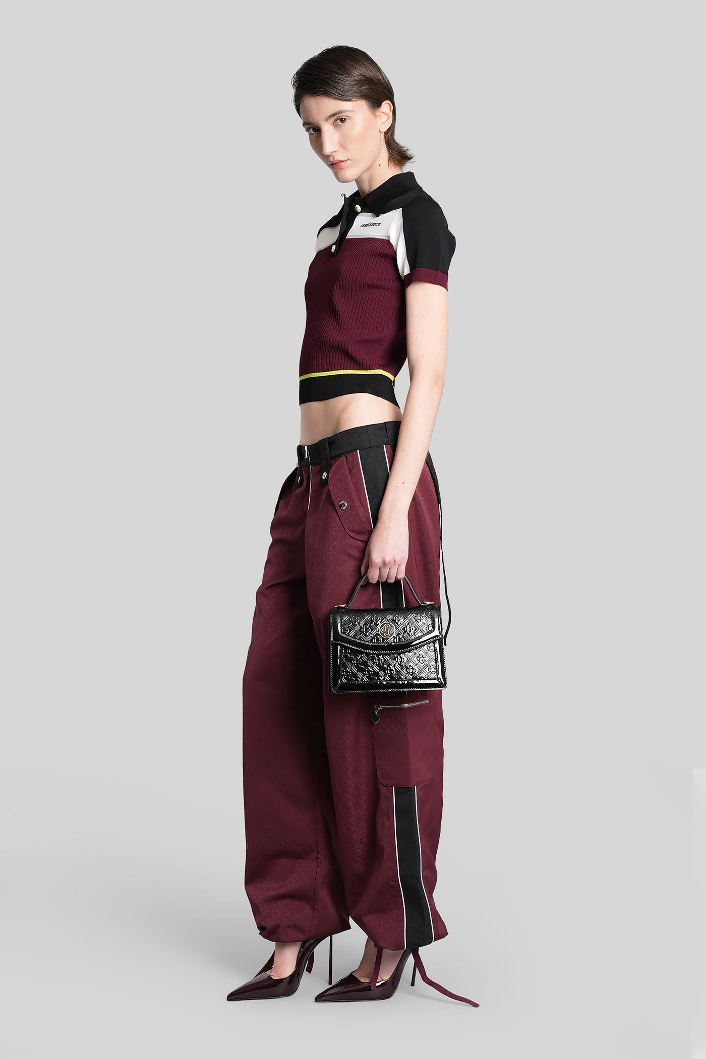 Polo in bordeaux viscose - Image 7