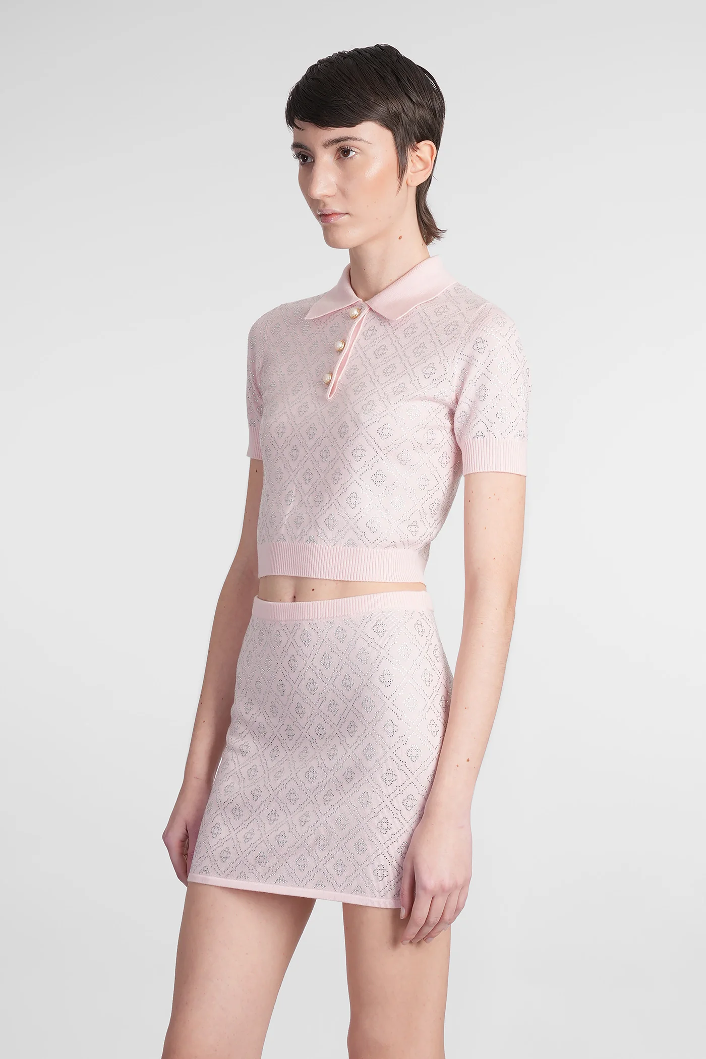 Polo in rose-pink wool - Image 4