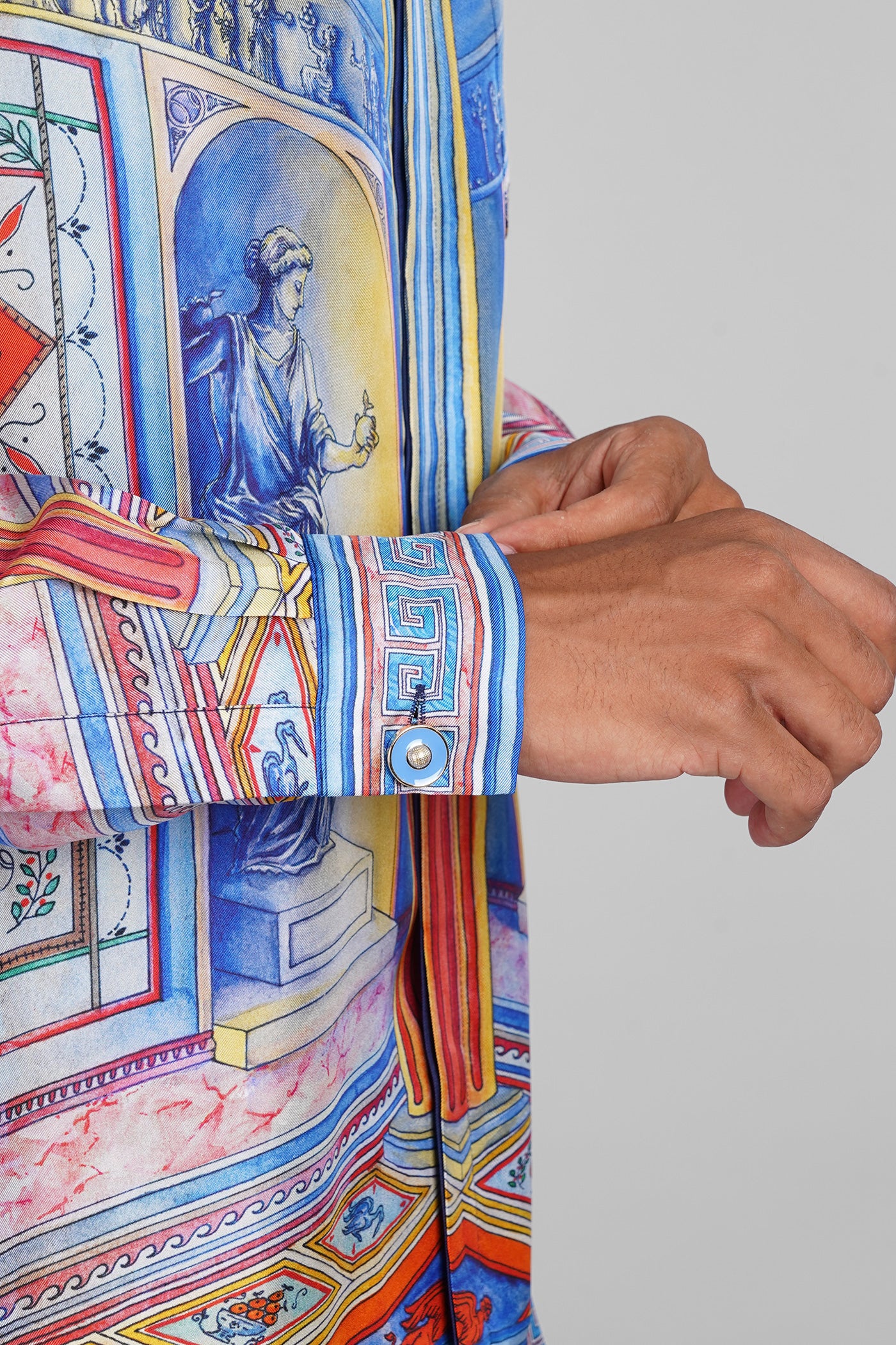 Shirt in blue silk - Image 5