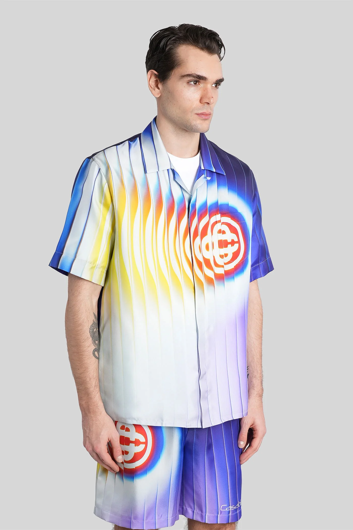 Shirt in blue silk - Image 4