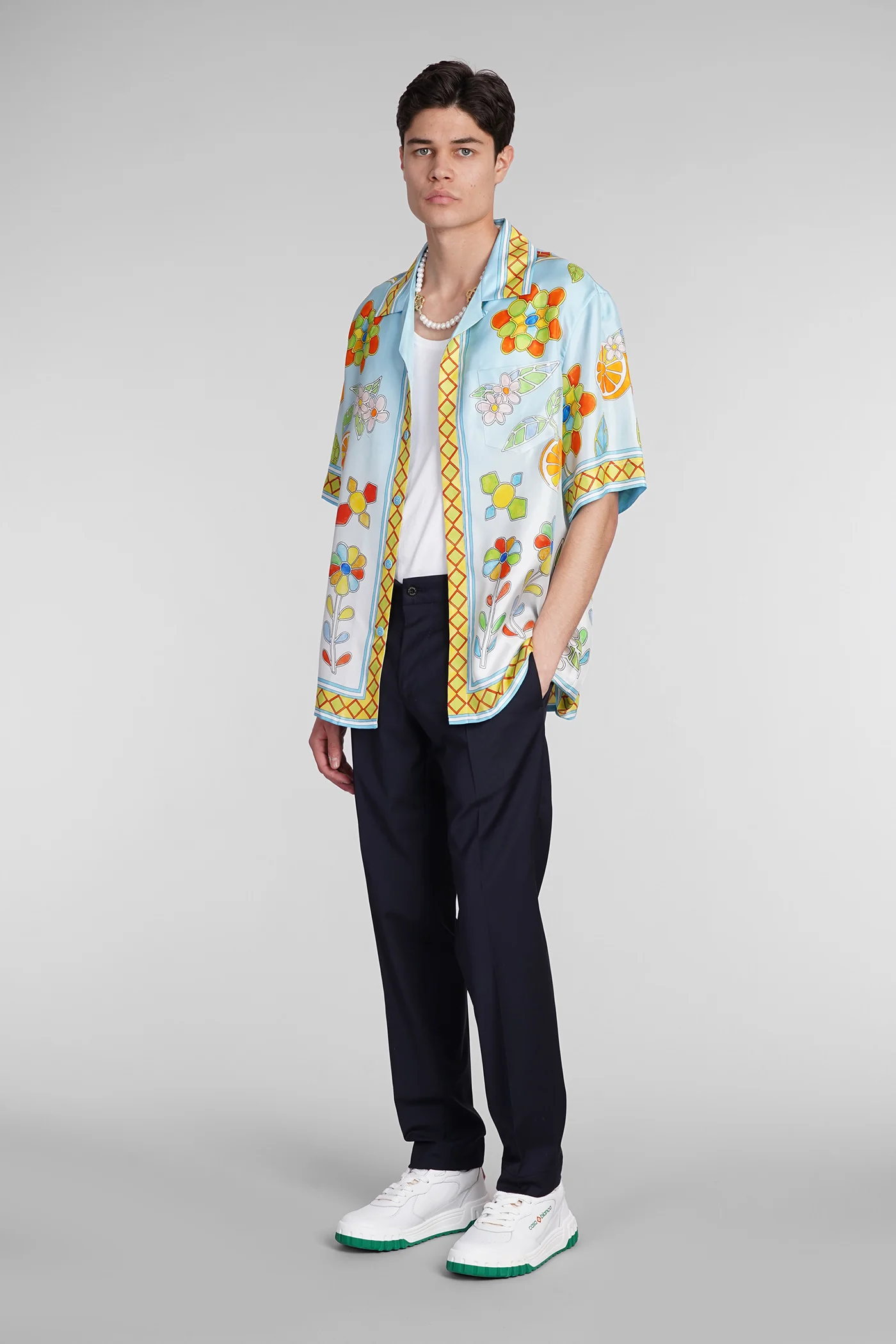 Shirt in cyan silk - Image 2