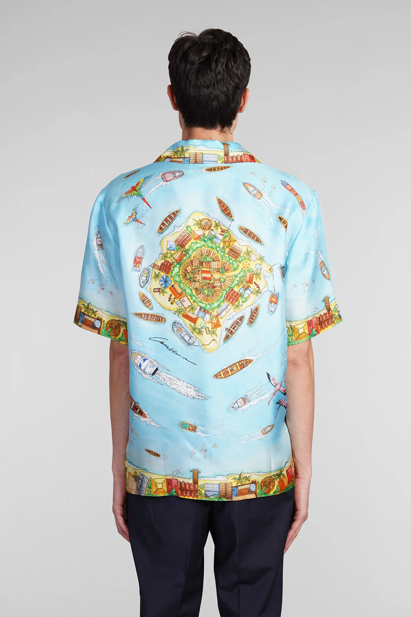 Shirt in cyan silk - Image 3