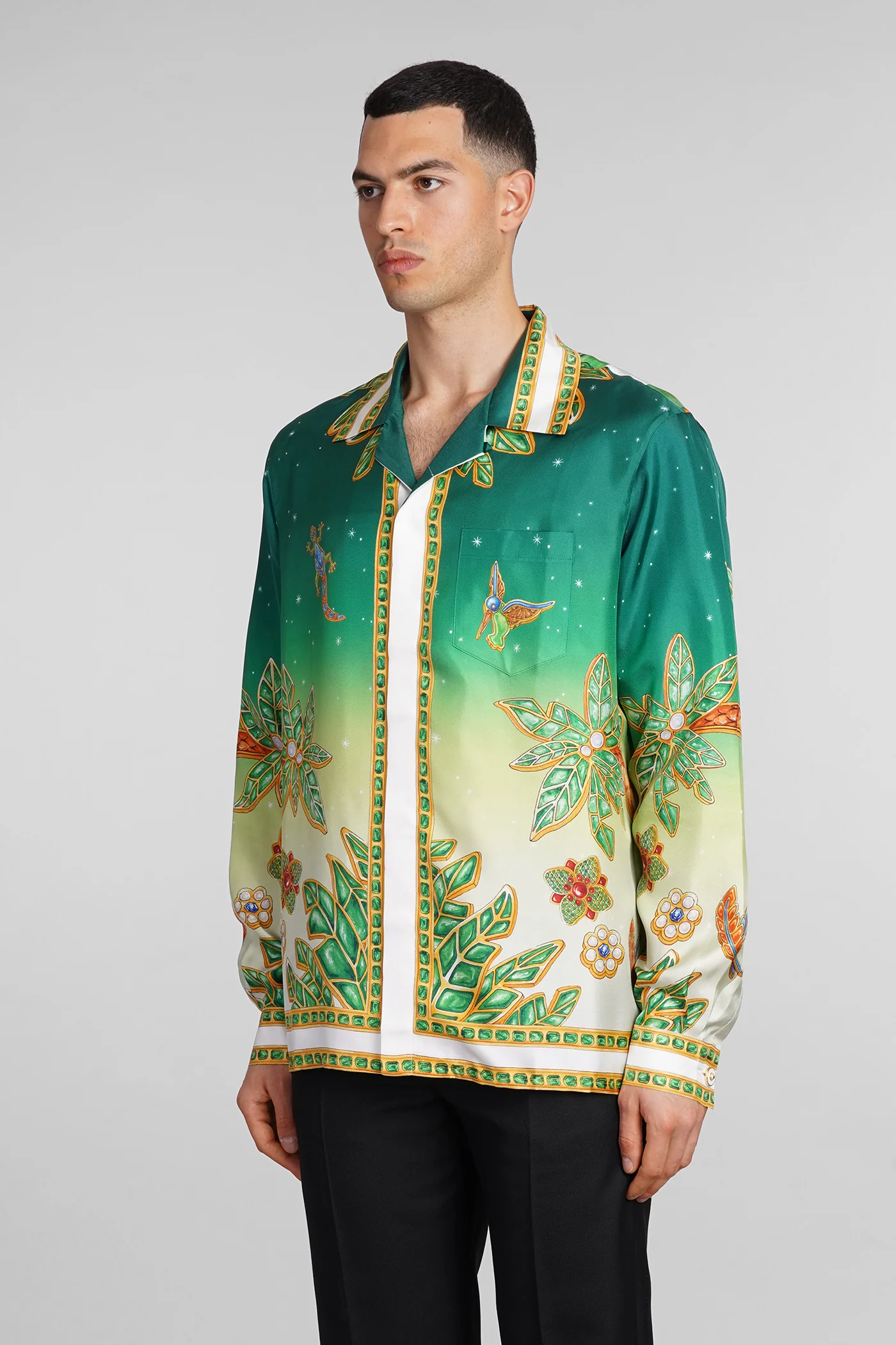 Shirt in green silk - Image 4