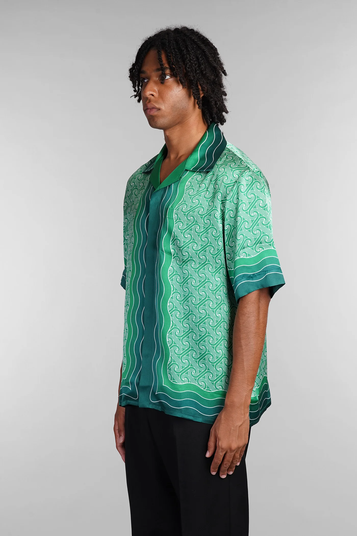 Shirt in green silk - Image 4