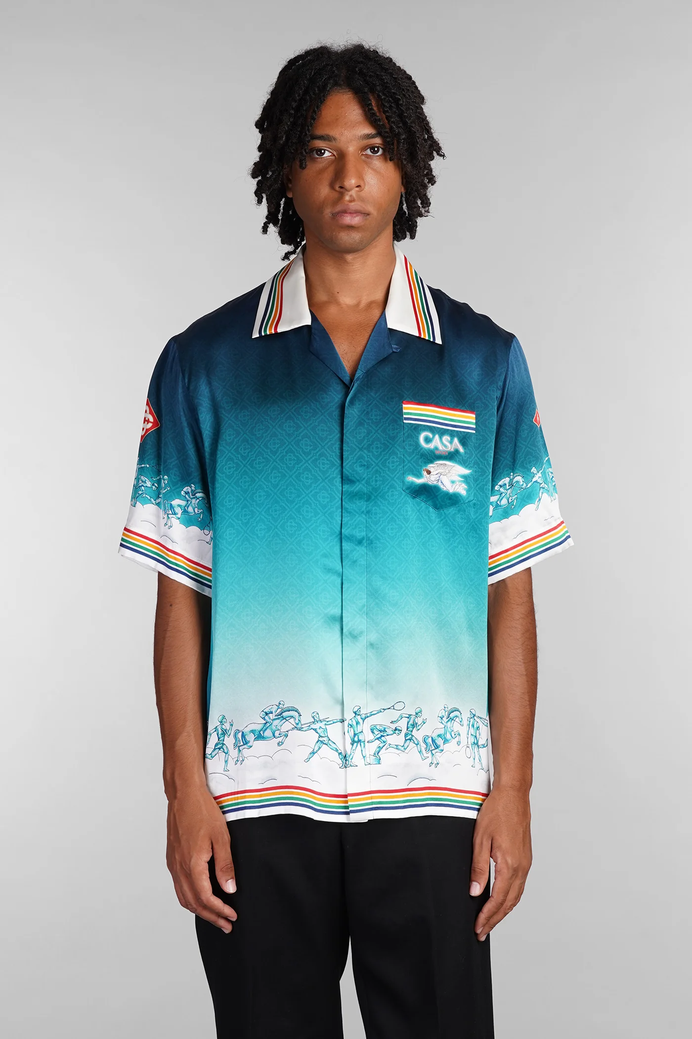 Shirt in green silk