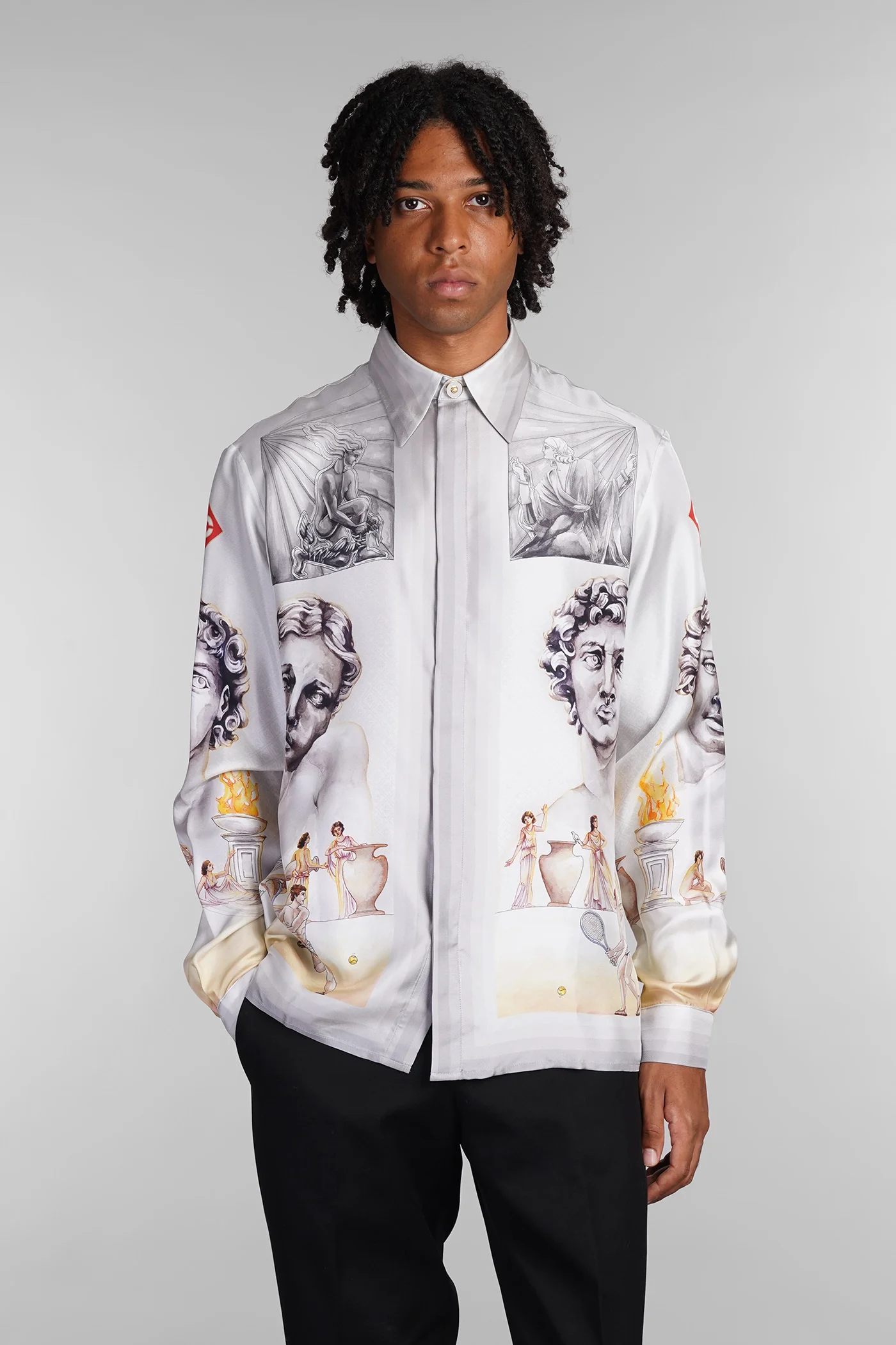 Shirt in grey silk