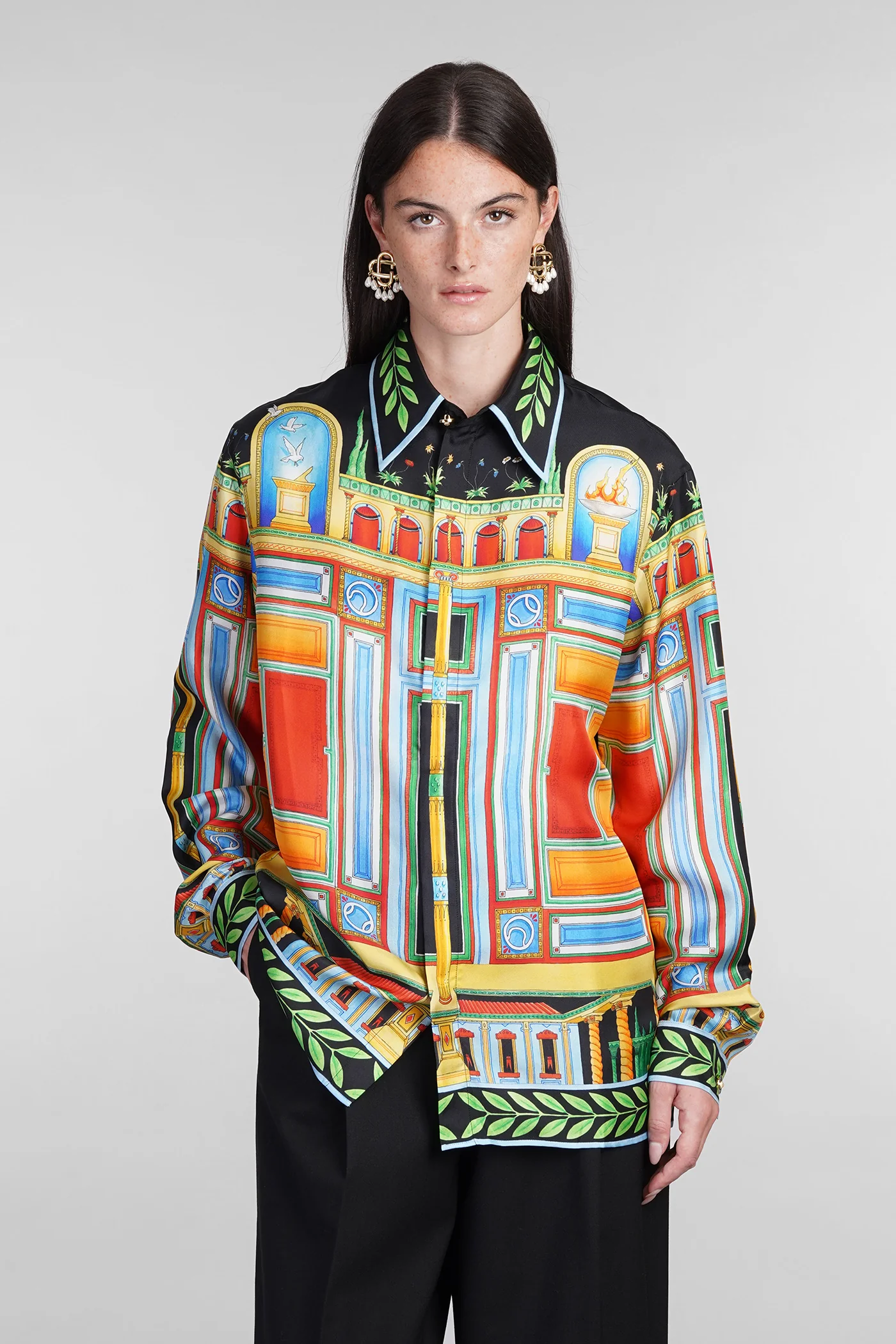Shirt in multicolor silk