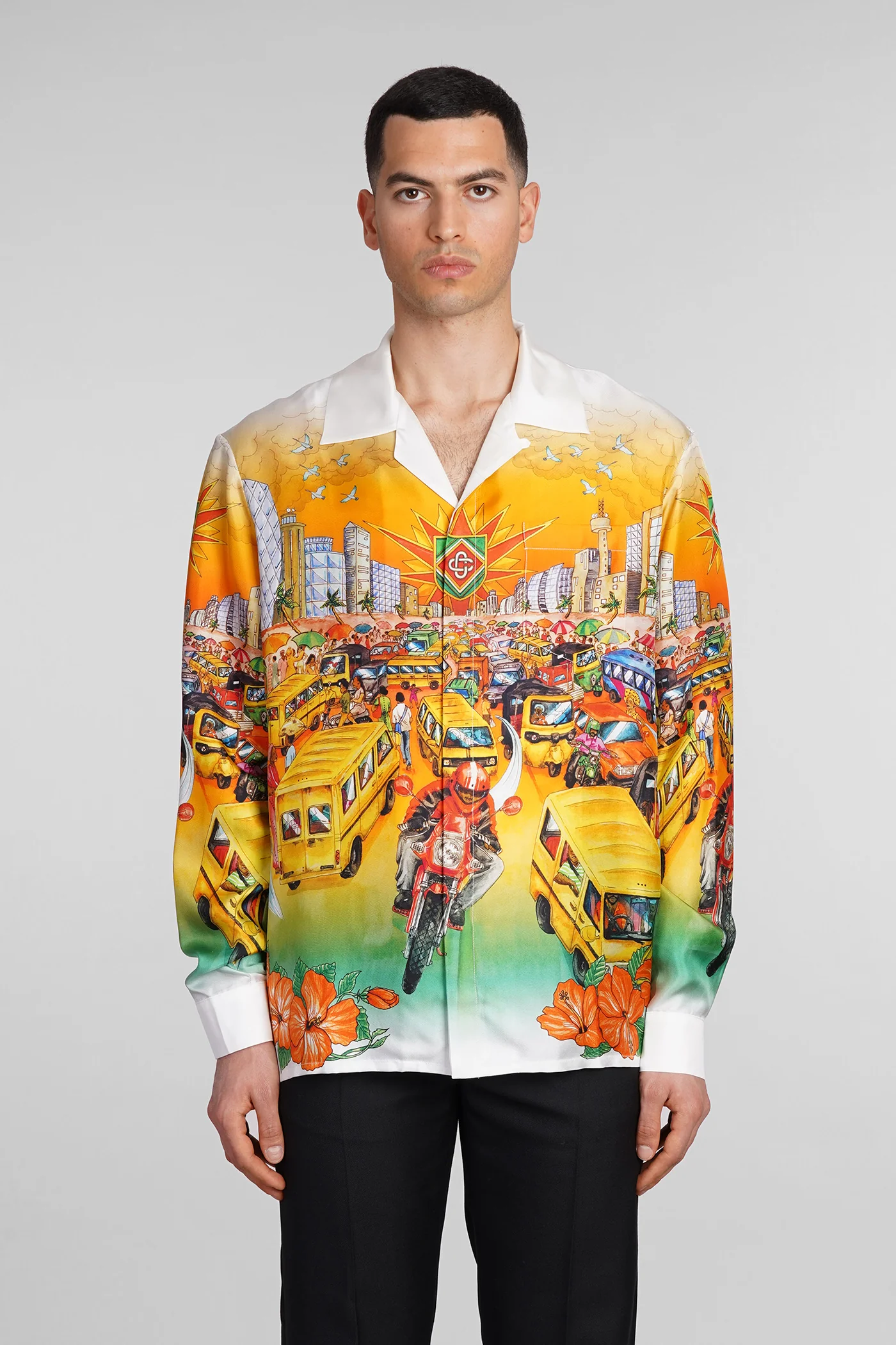 Shirt in multicolor silk
