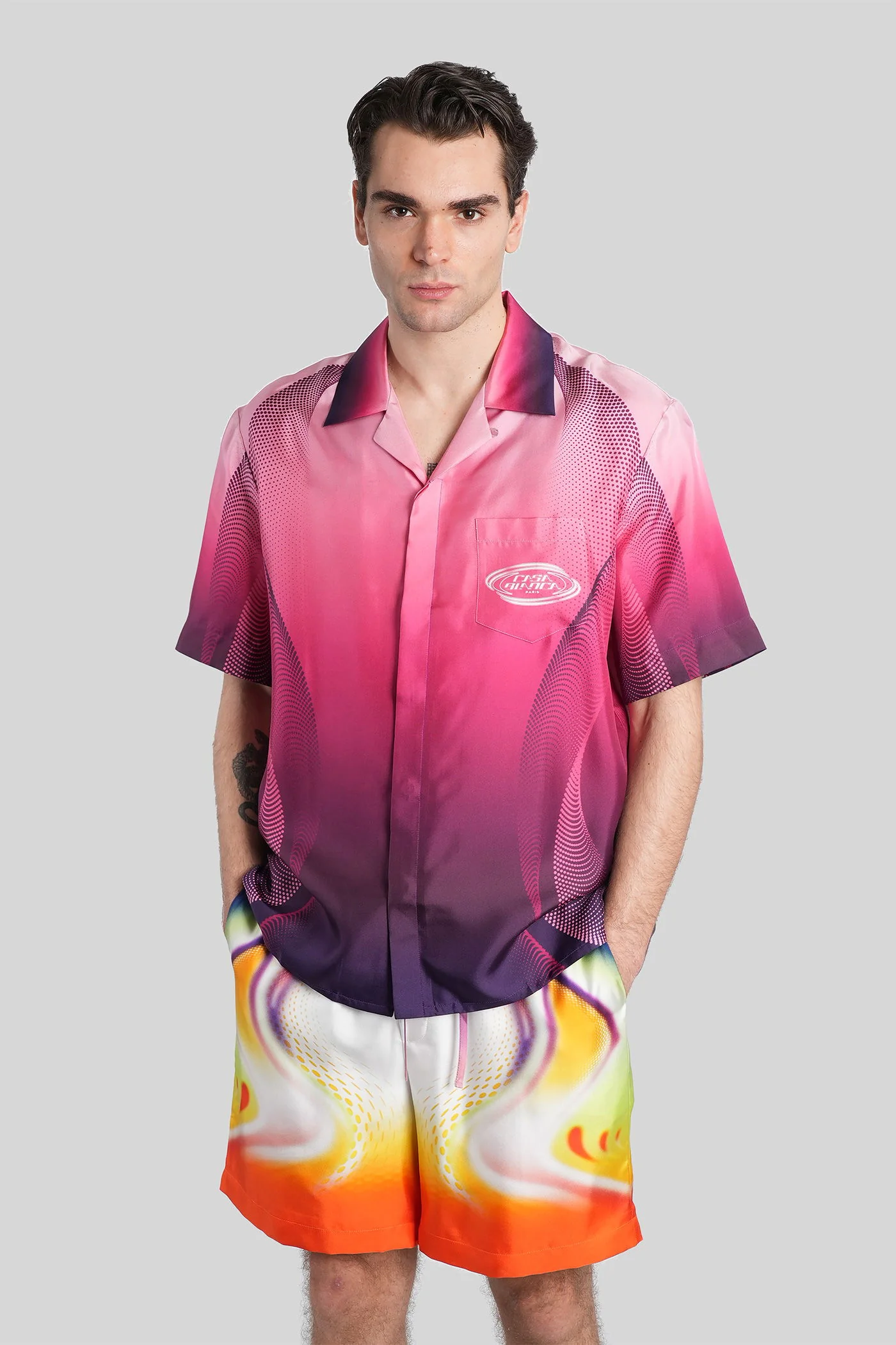 Shirt in rose-pink silk