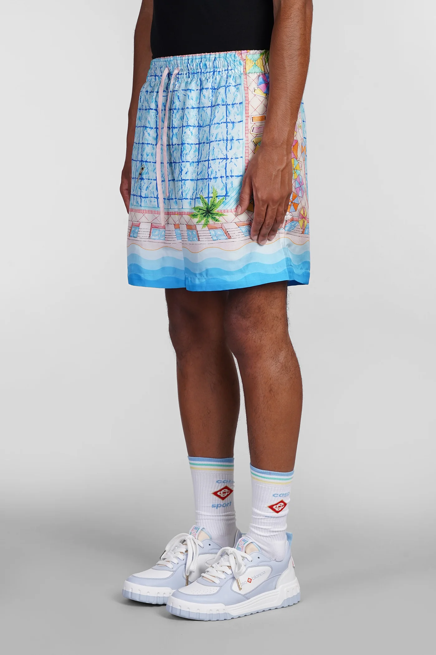 Shorts in cyan silk - Image 4