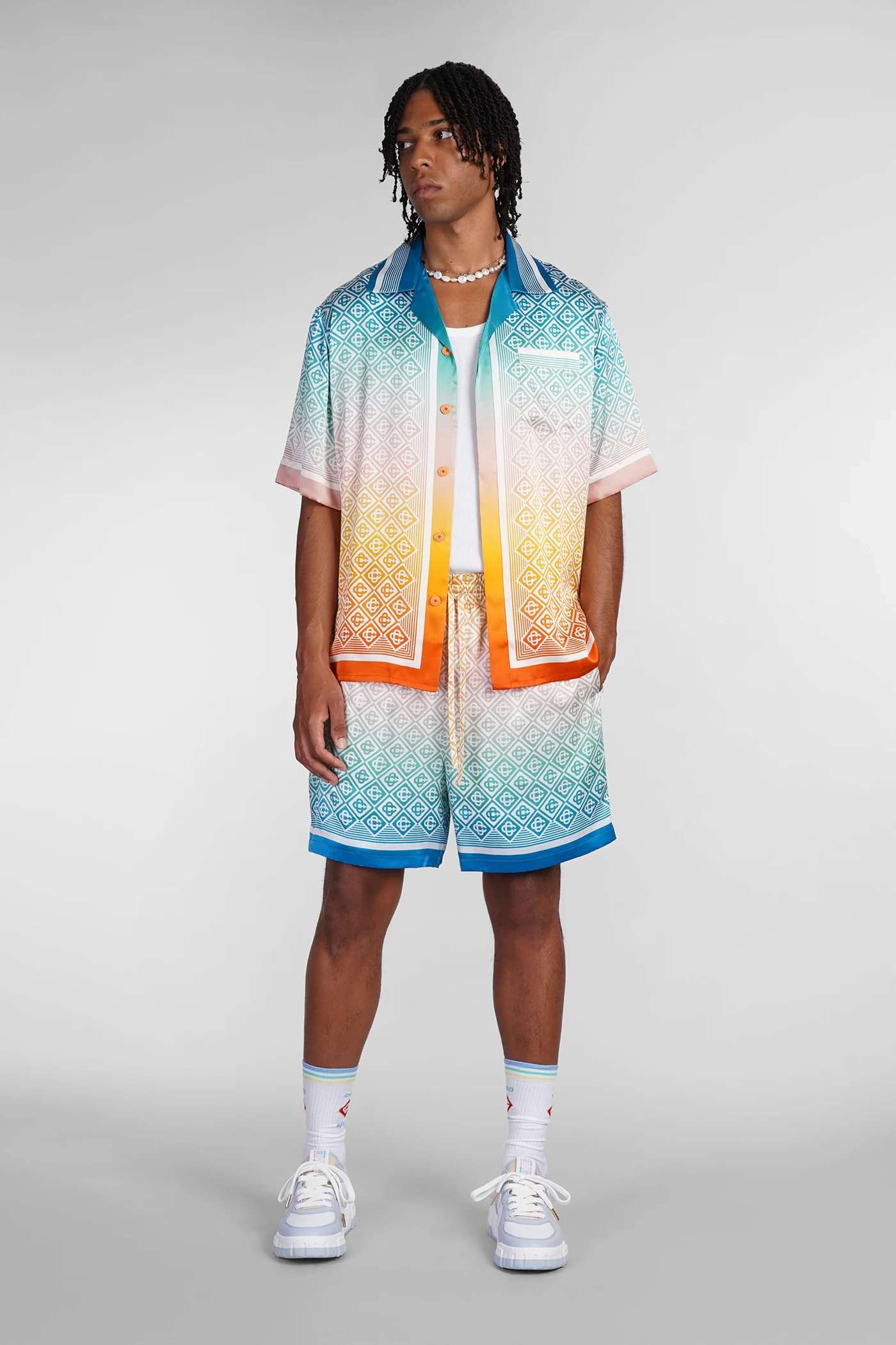 Shorts in multicolor silk - Image 2