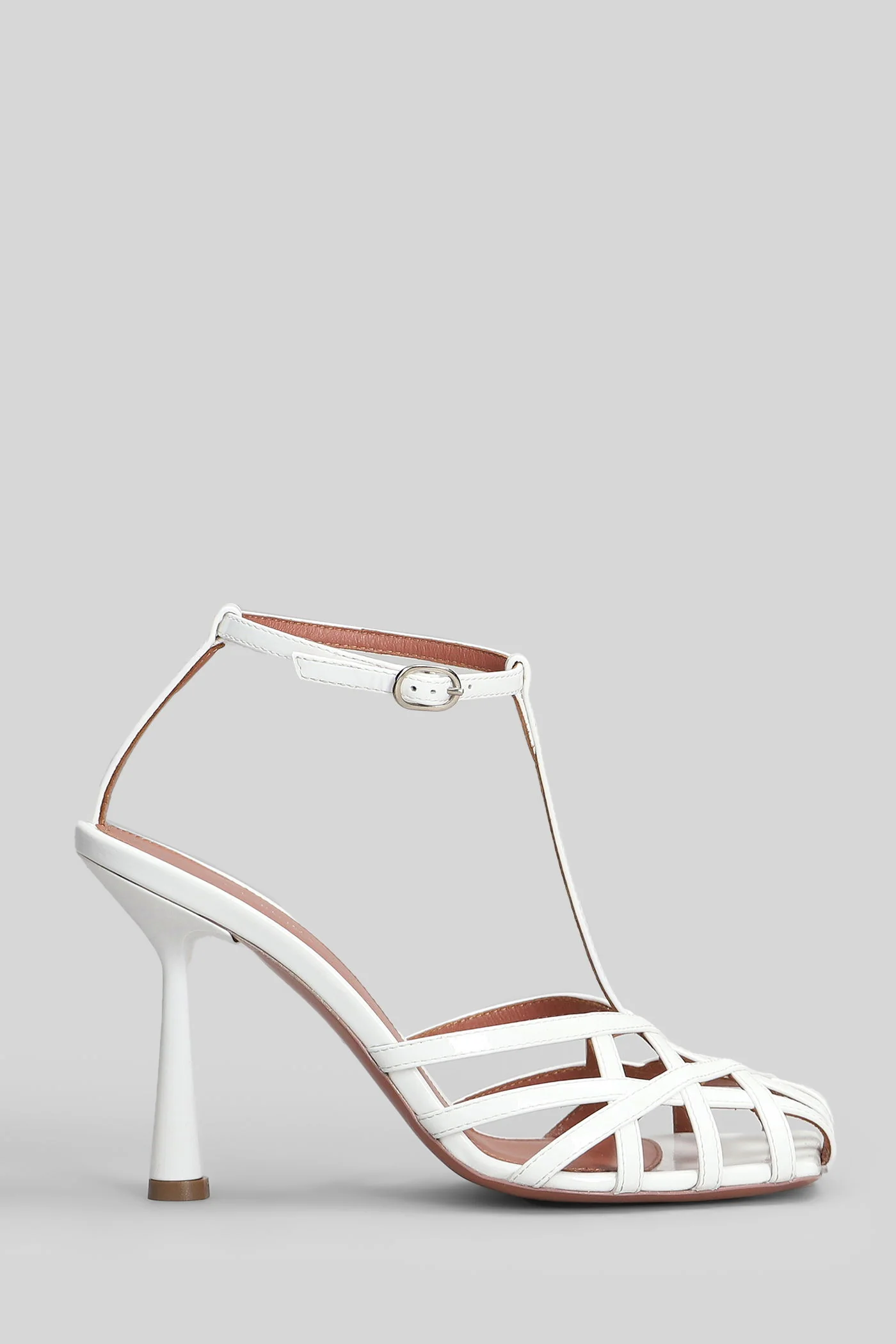 Lidia Sandals in white patent leather
