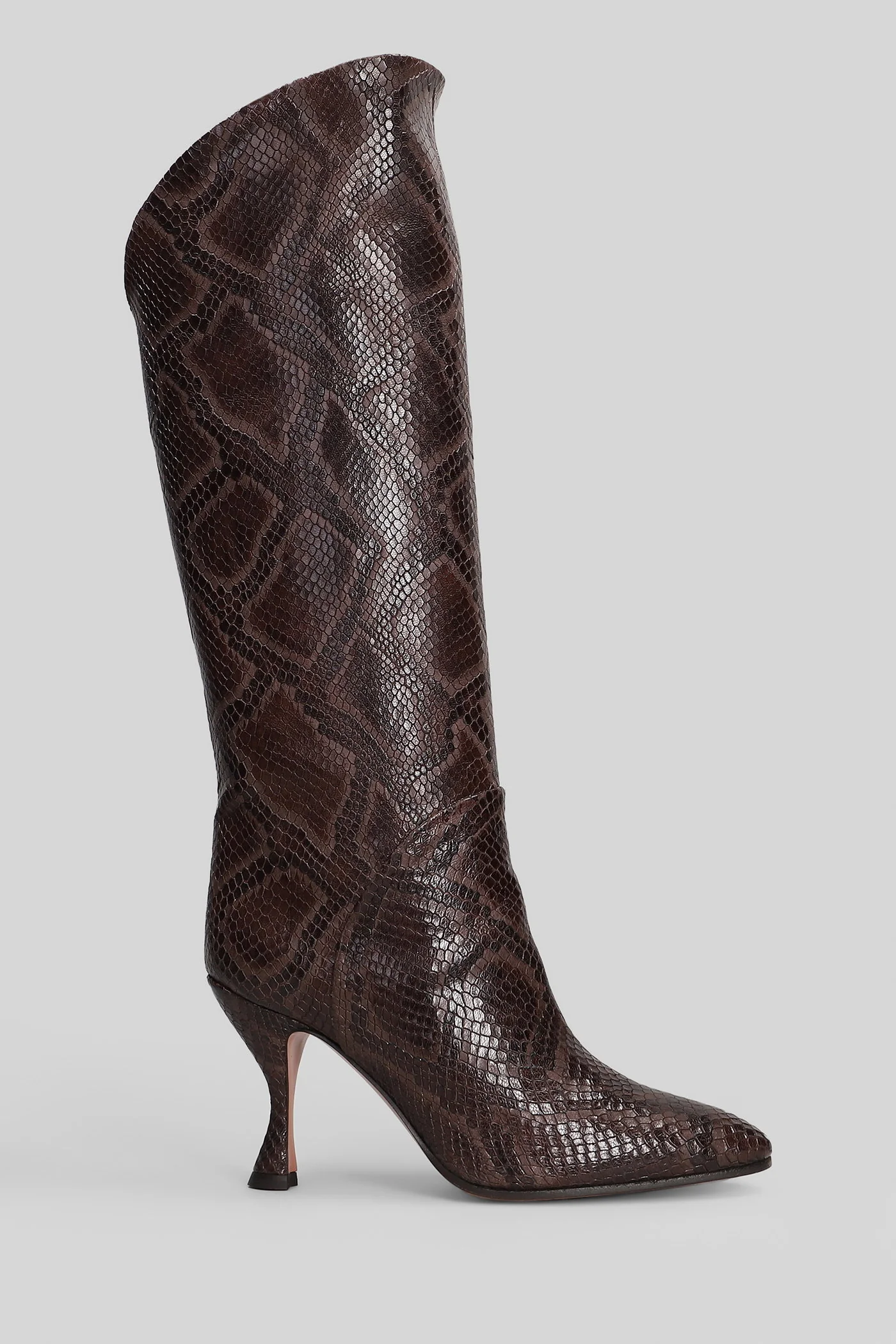 Nimes High heels boots in dark brown leather