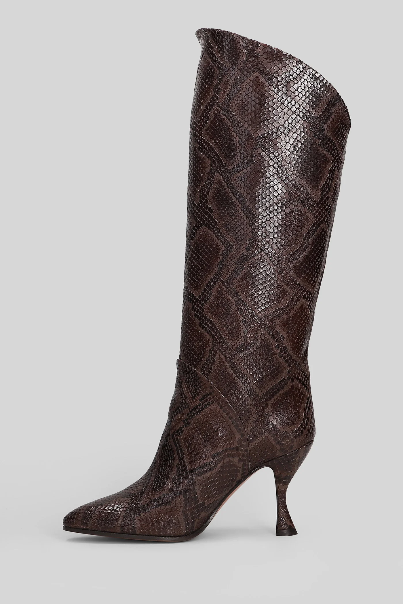 Nimes High heels boots in dark brown leather - Image 3
