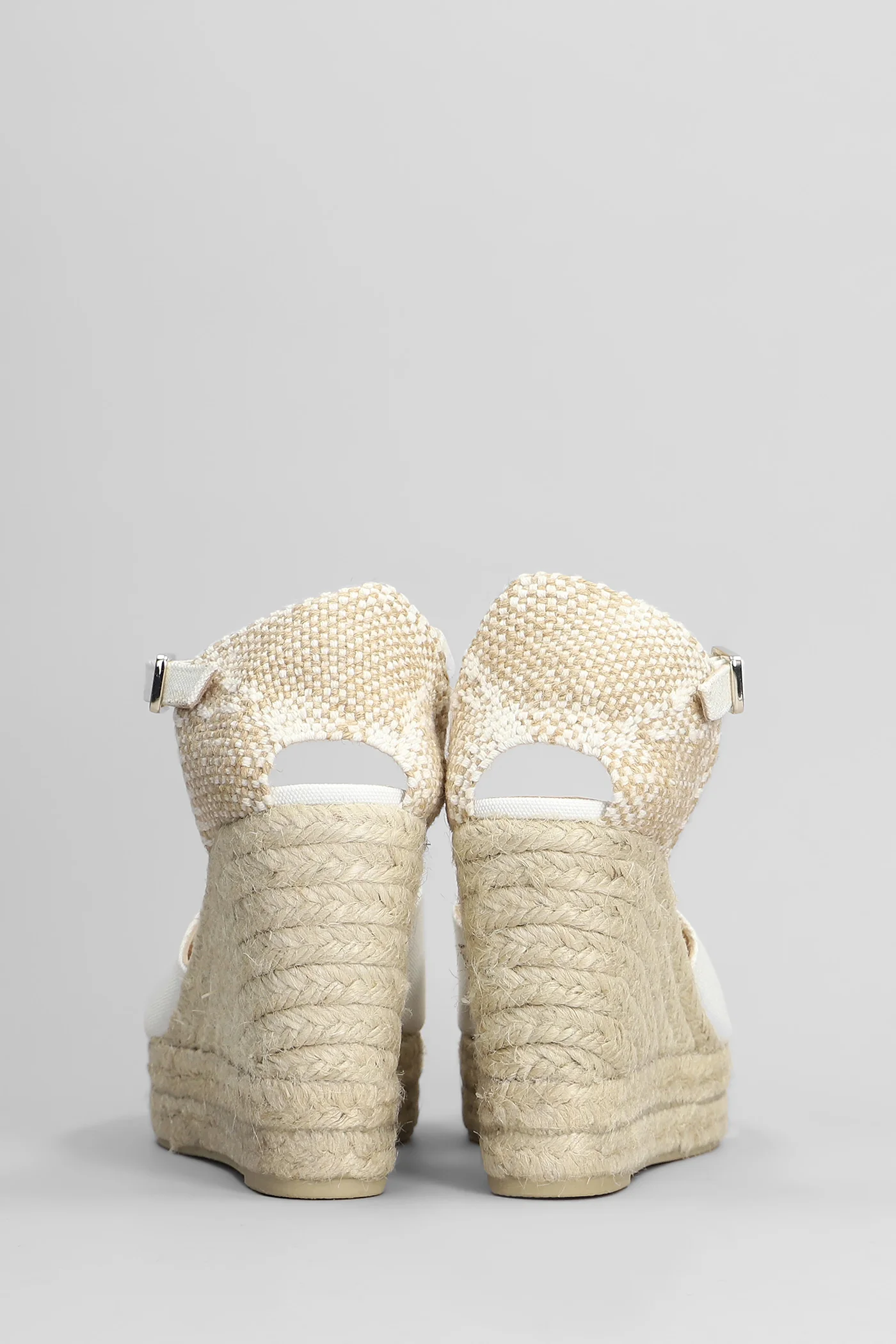 Bianca-8Ed-001 Wedges in white canvas - Image 4