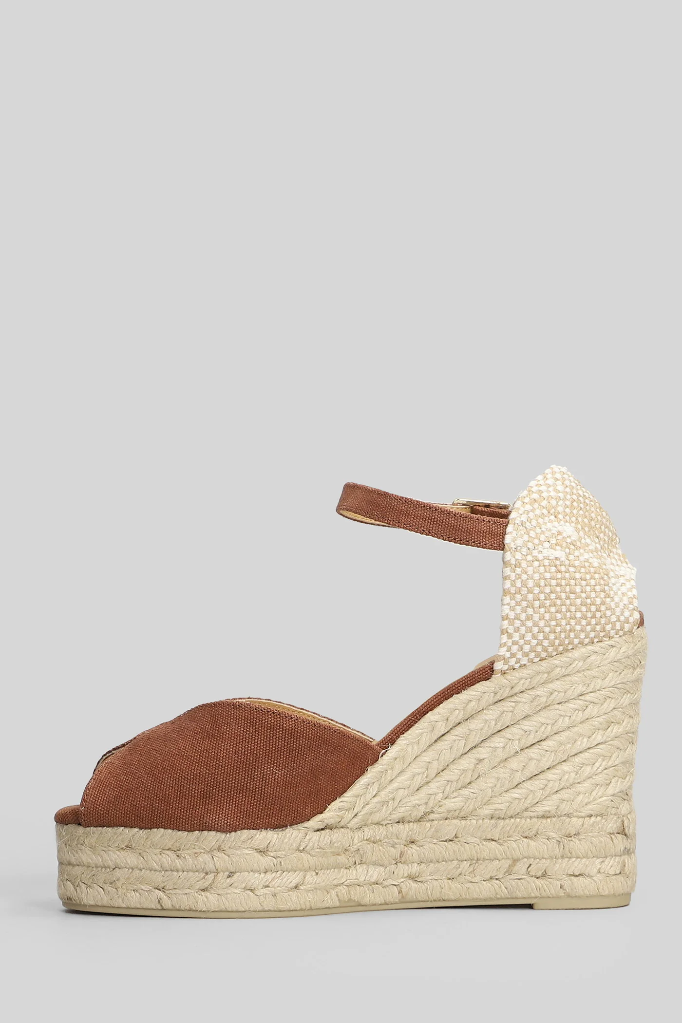 Bianca-8Ed-002 Wedges in brown canvas - Image 3