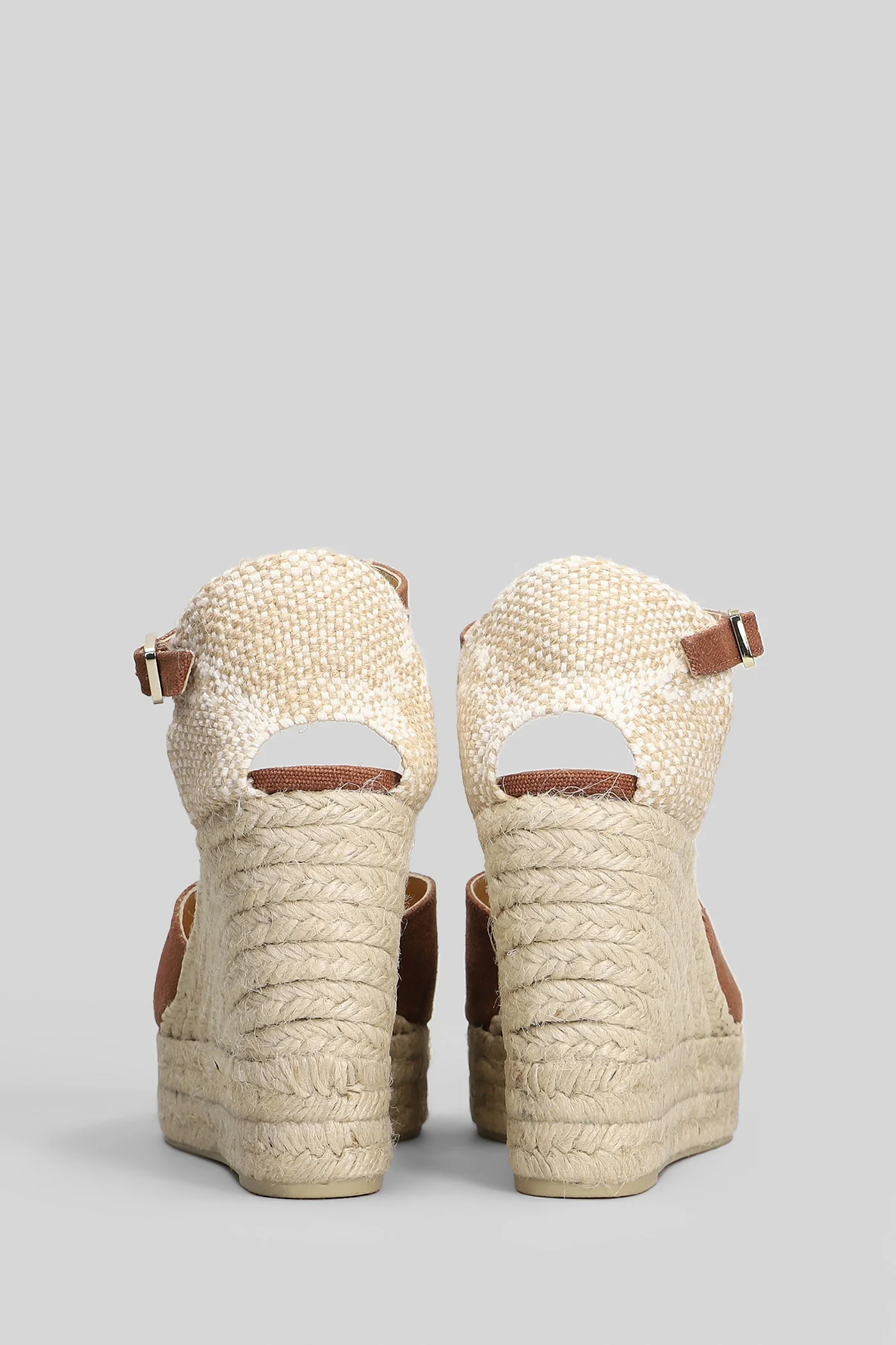Bianca-8Ed-002 Wedges in brown canvas - Image 4