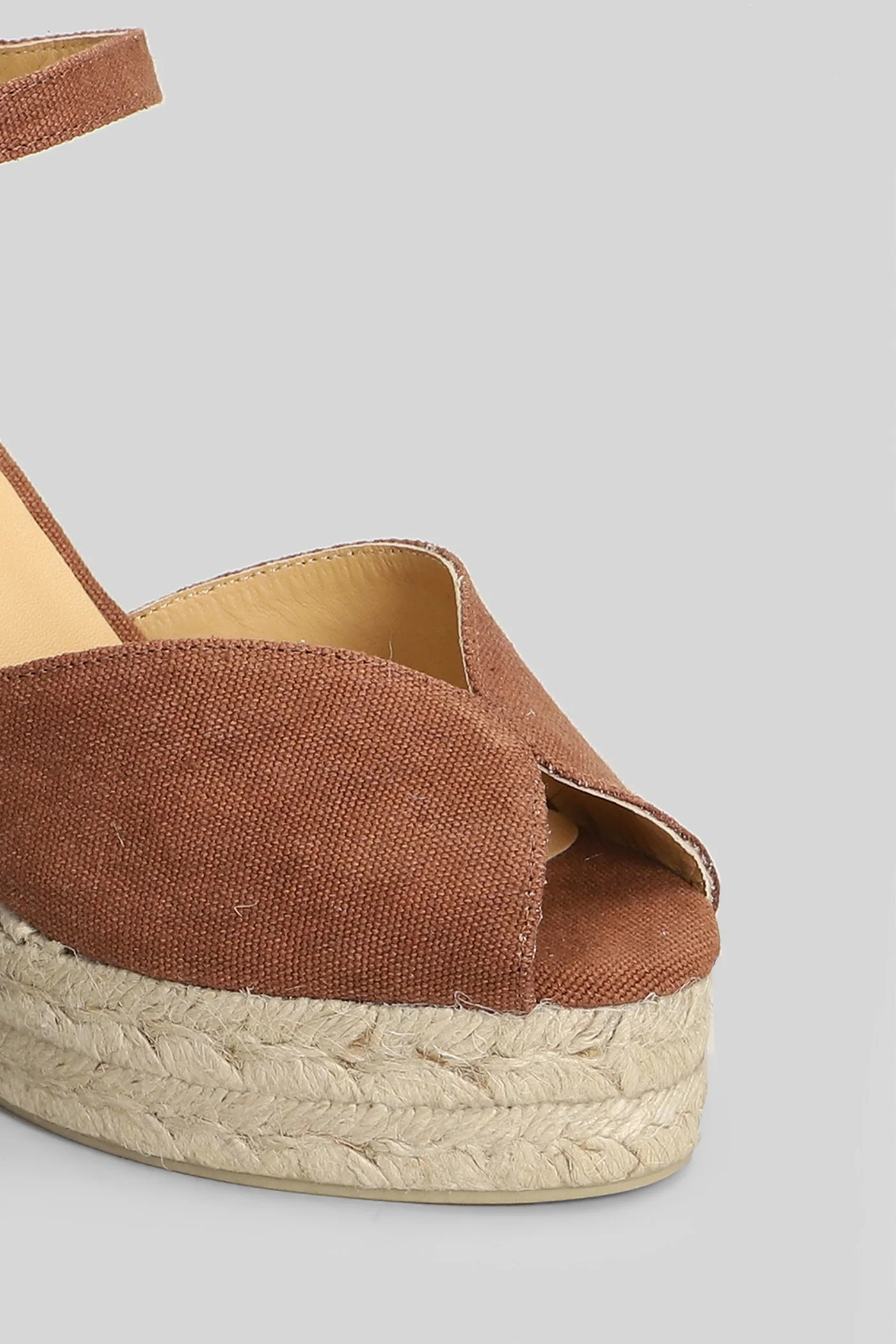 Bianca-8Ed-002 Wedges in brown canvas - Image 5