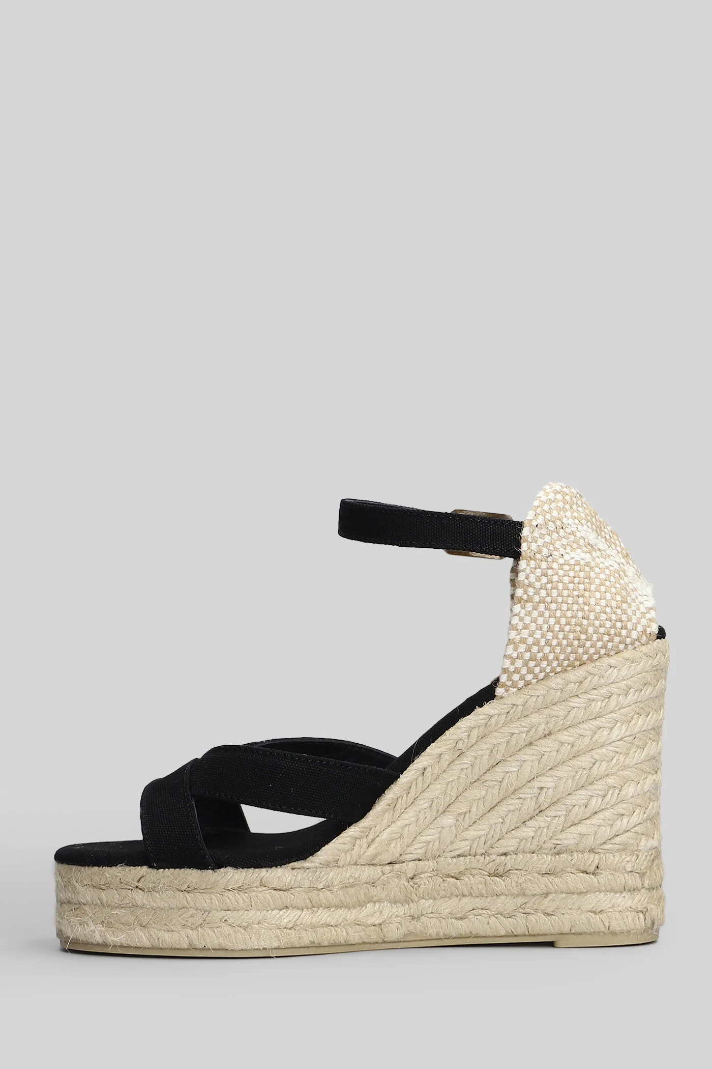 Bruna-8Ed-001 Wedges in black canvas - Image 3