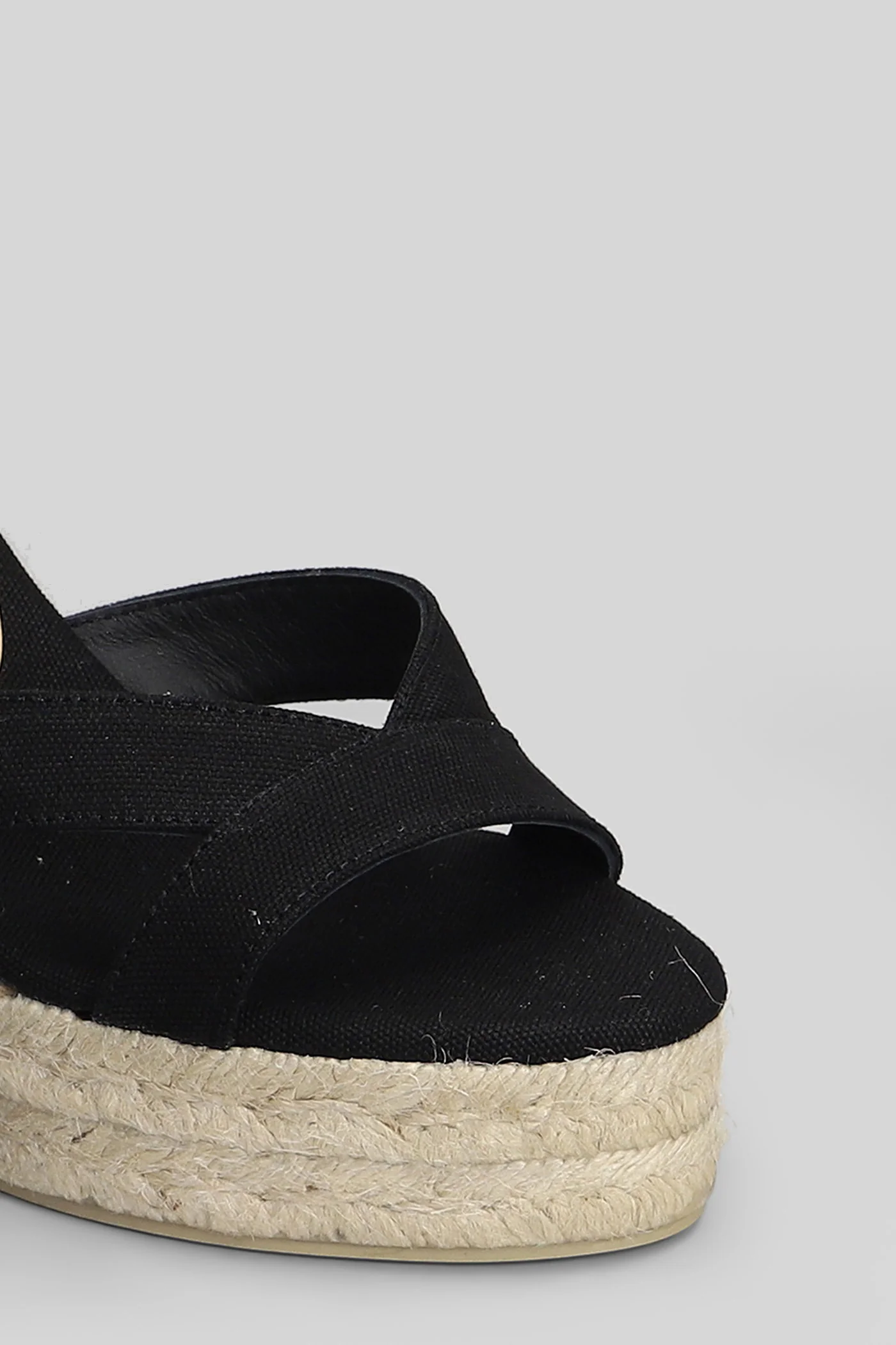 Bruna-8Ed-001 Wedges in black canvas - Image 5