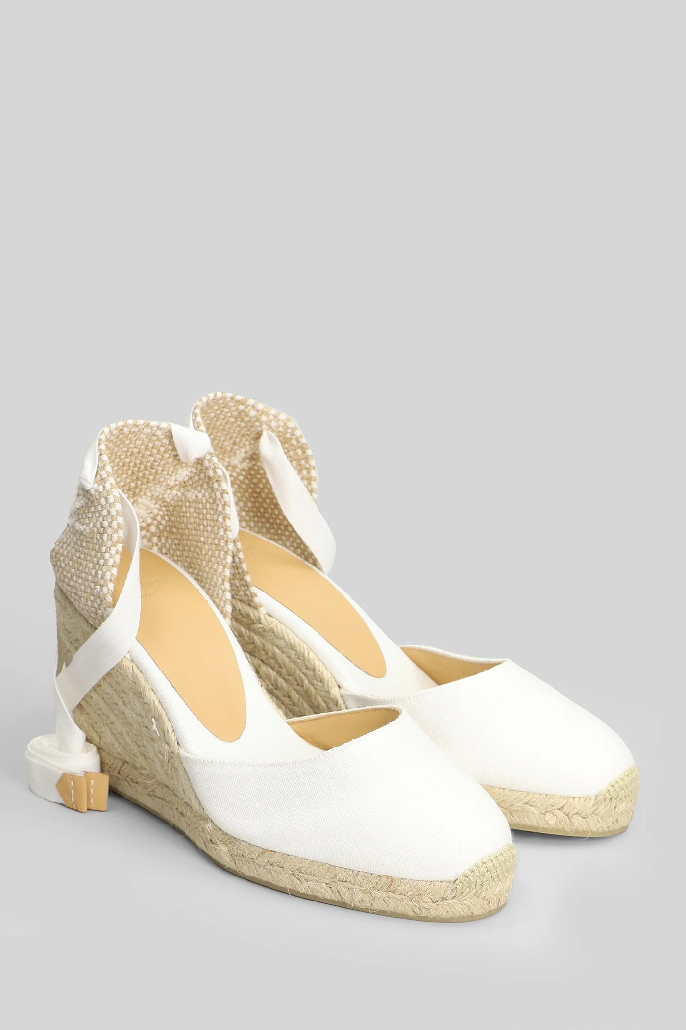 Carina-8-001 Wedges in white canvas - Image 2