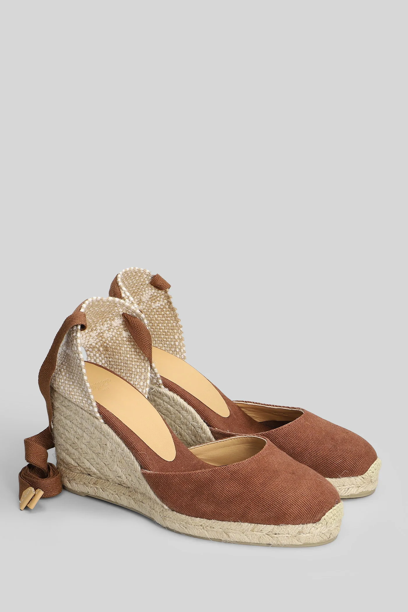 Carina-8-002 Wedges in brown canvas - Image 2