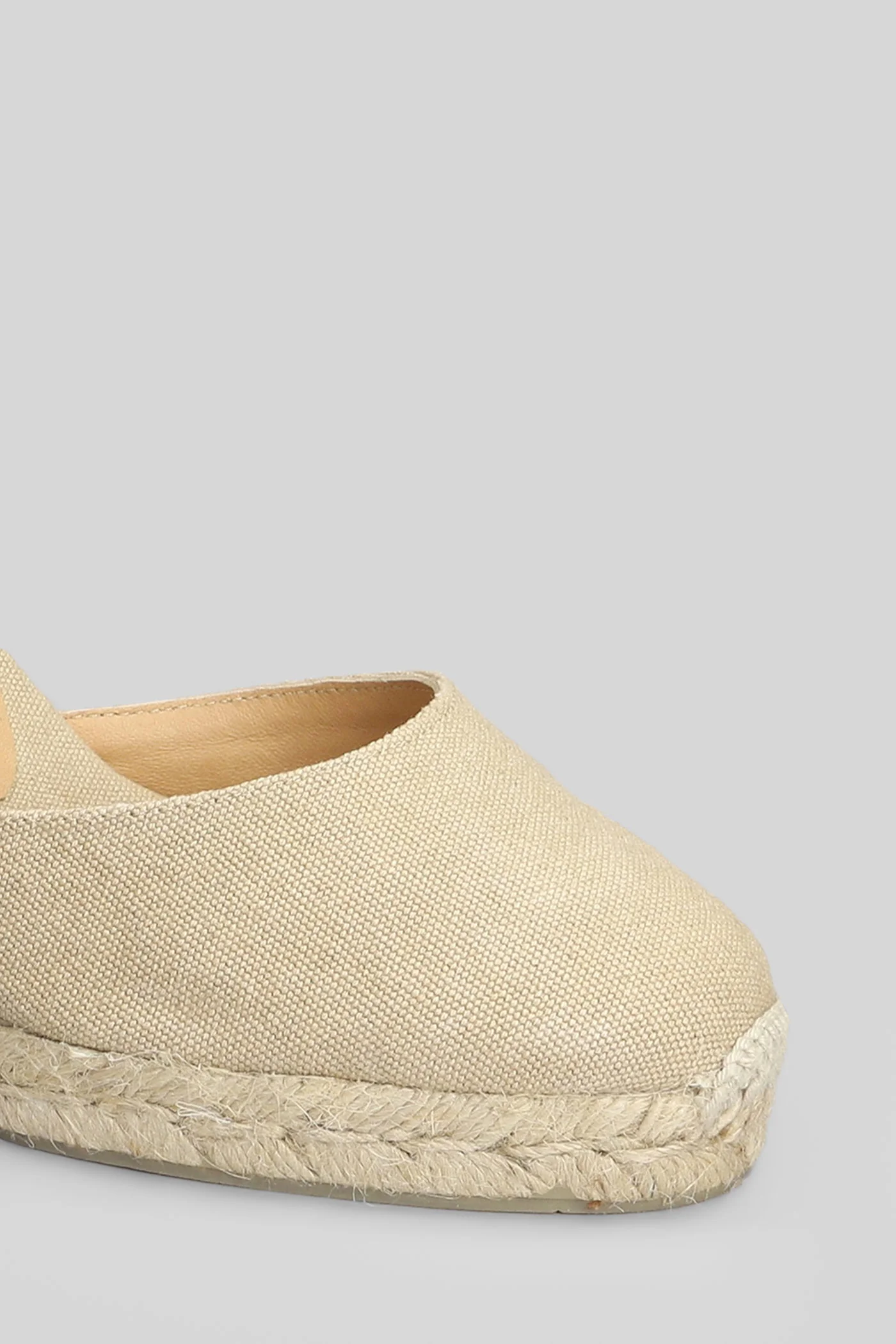 Carina-8-002 Wedges in taupe canvas - Image 5