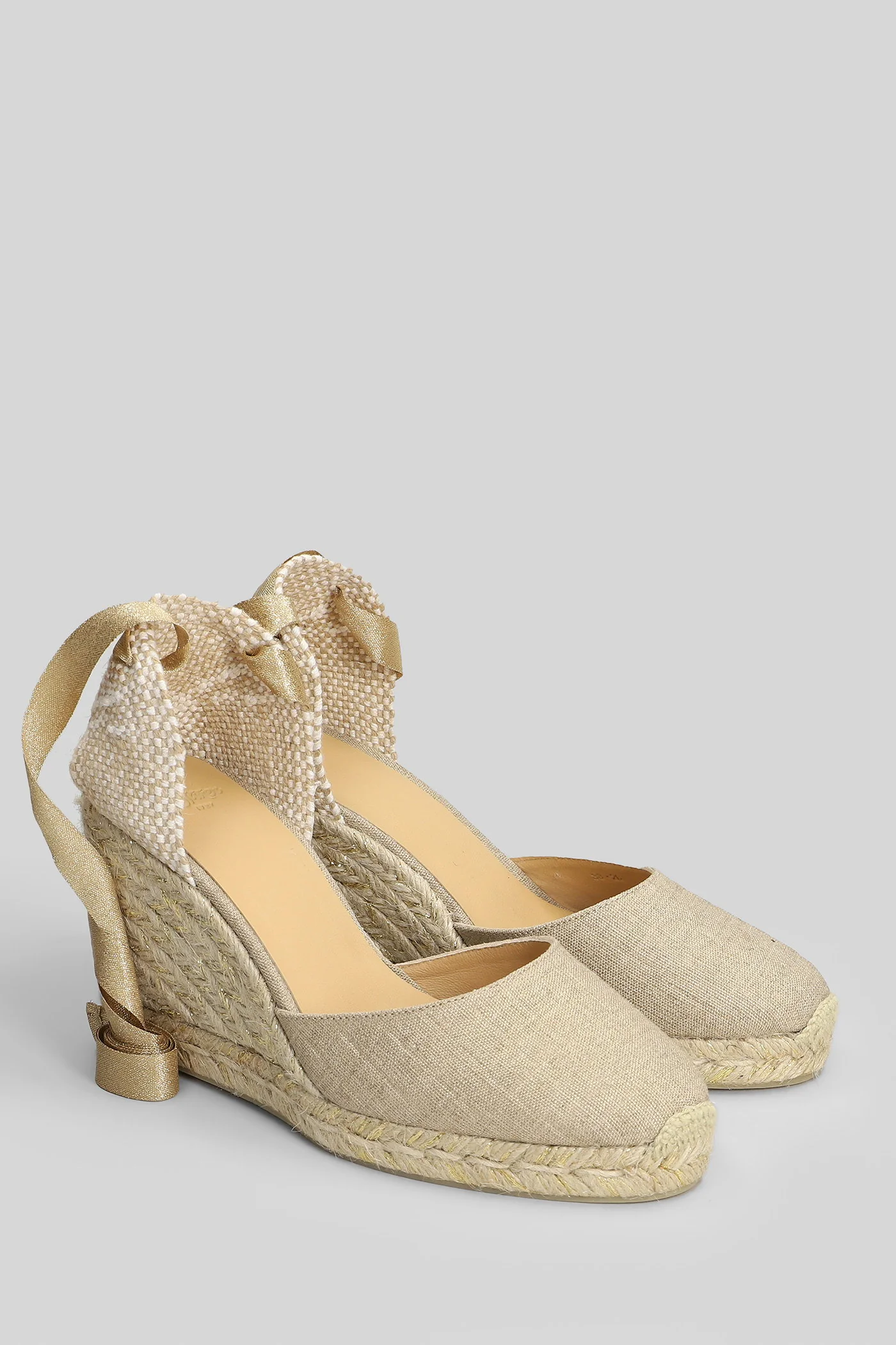 Carina-8-290 Wedges in gold fabric - Image 2