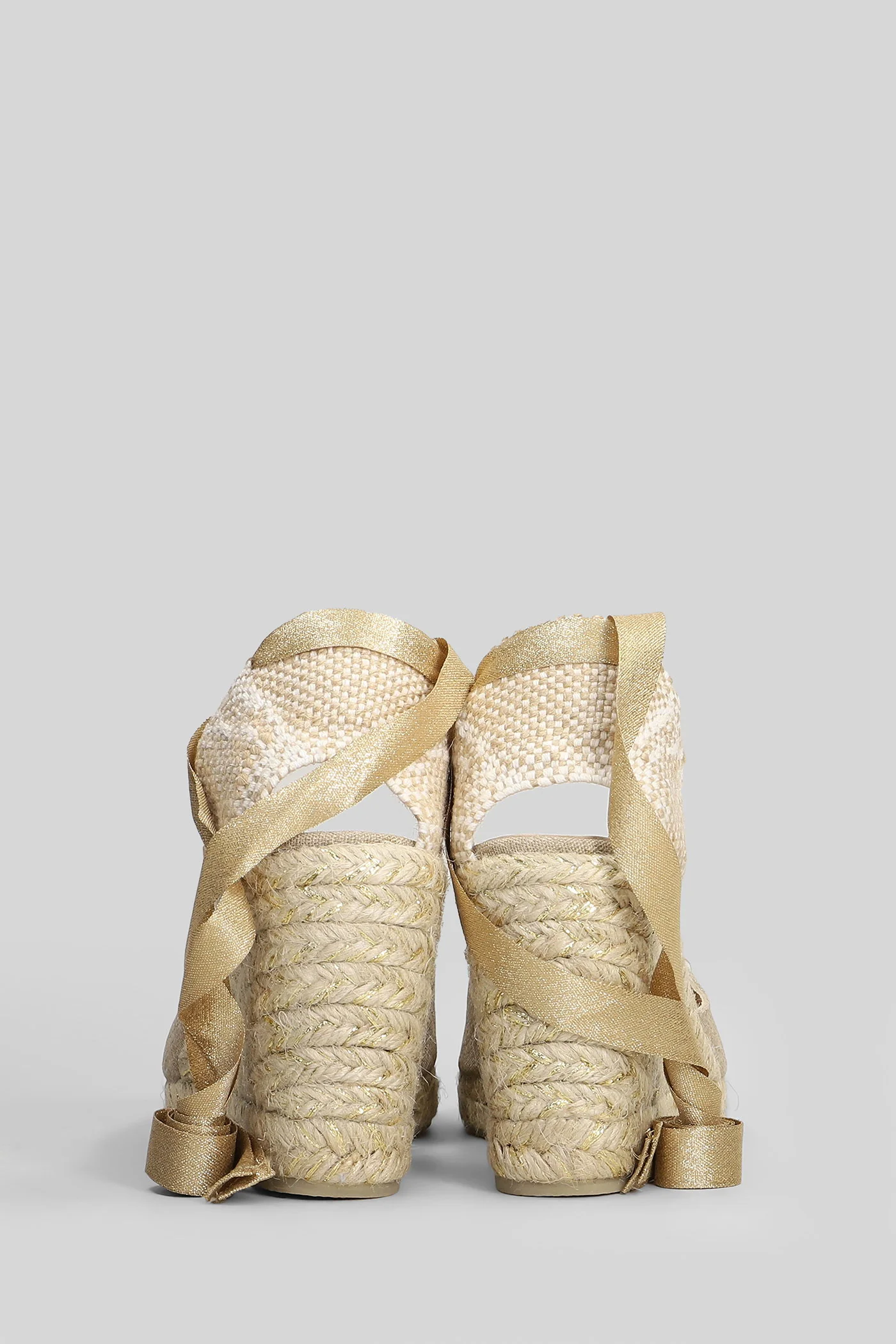 Carina-8-290 Wedges in gold fabric - Image 4