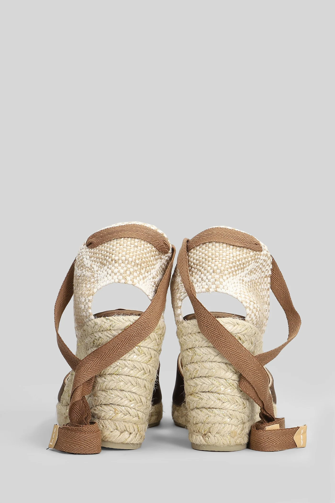 Chiara-8-006 Wedges in brown satin - Image 4