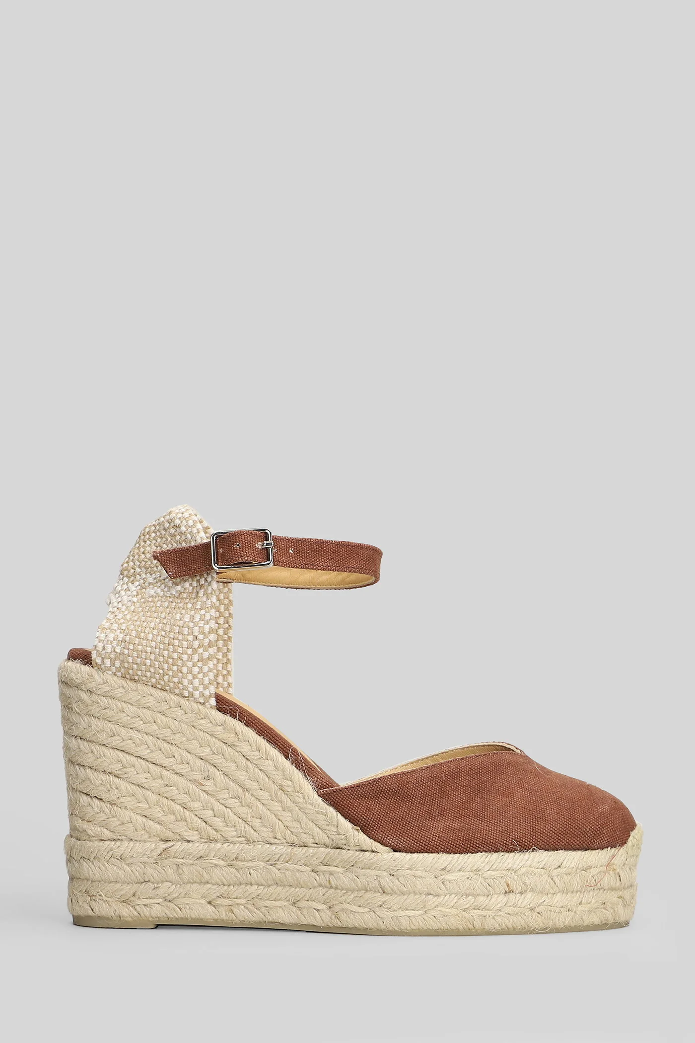 Chiarita-8Ed-002 Wedges in brown canvas