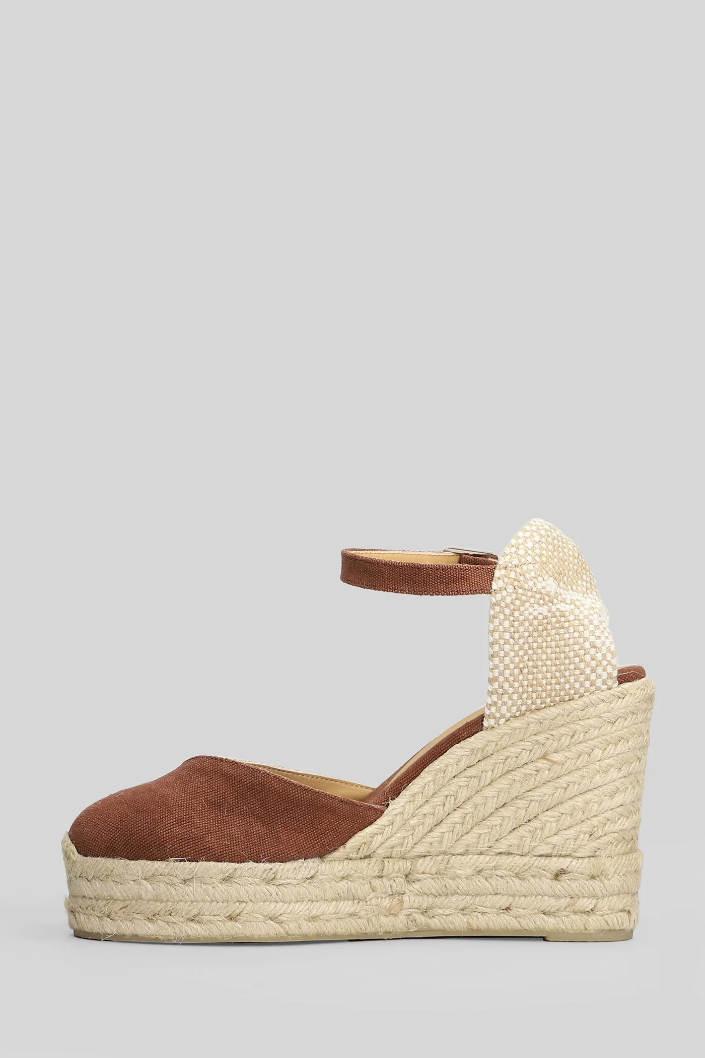 Chiarita-8Ed-002 Wedges in brown canvas - Image 3