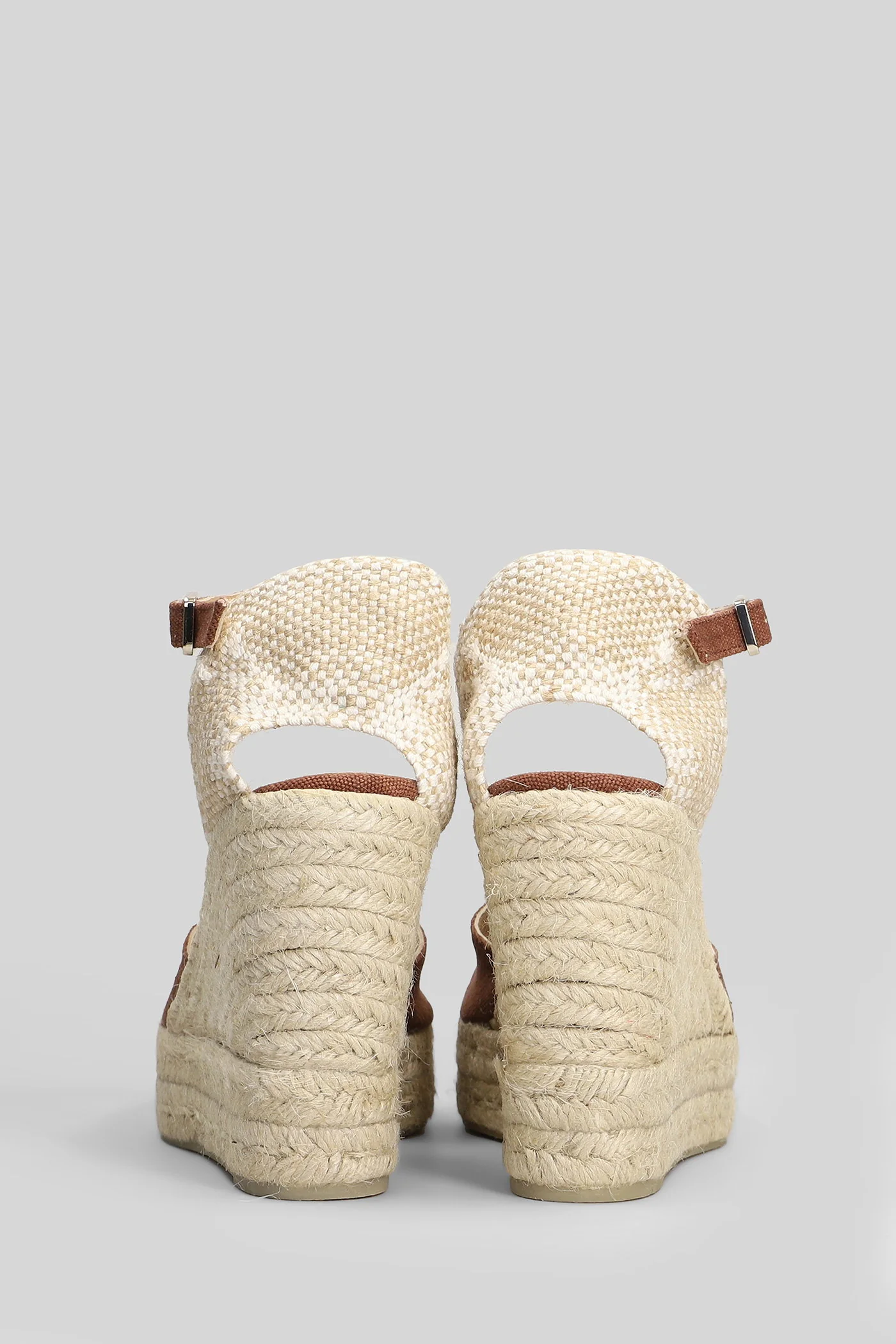 Chiarita-8Ed-002 Wedges in brown canvas - Image 4