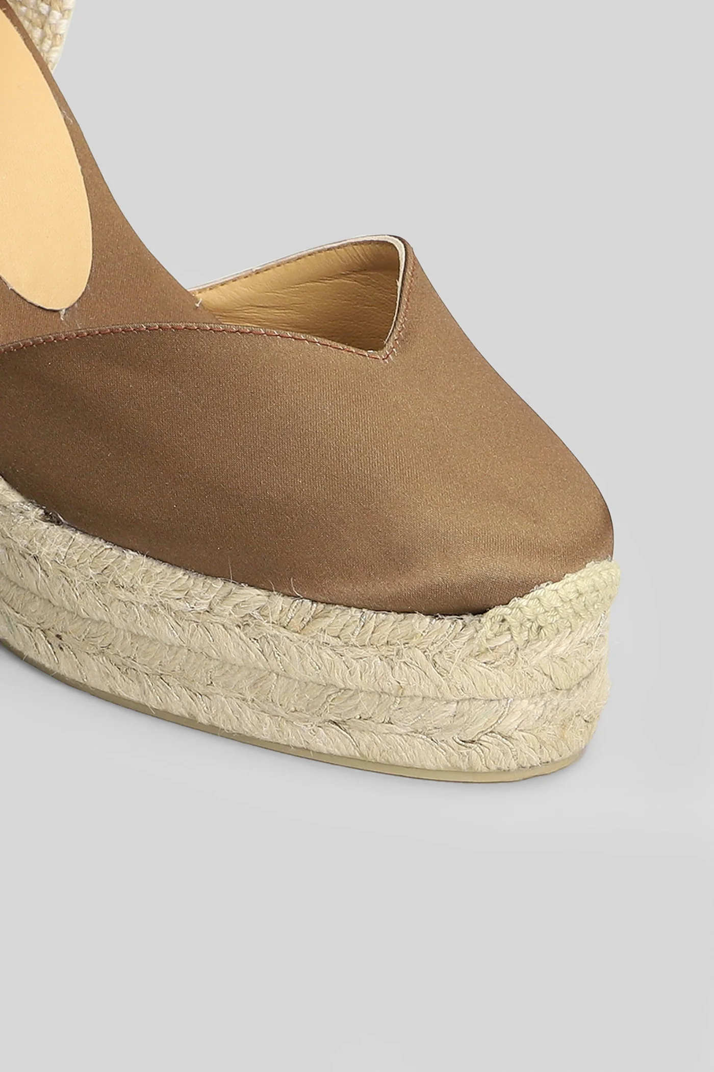 Chiarita-8Ed-006 Wedges in brown satin - Image 5