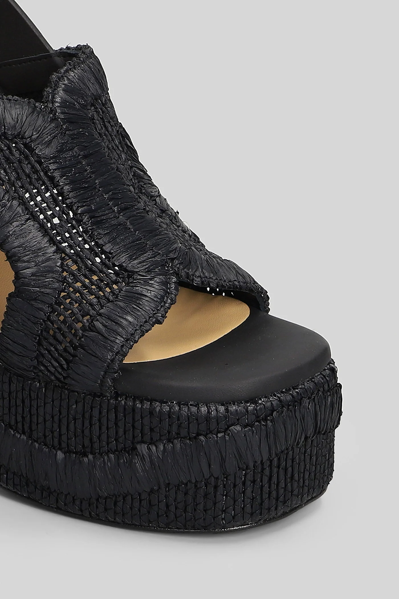 Francina-295 Sandals in black raffia - Image 5