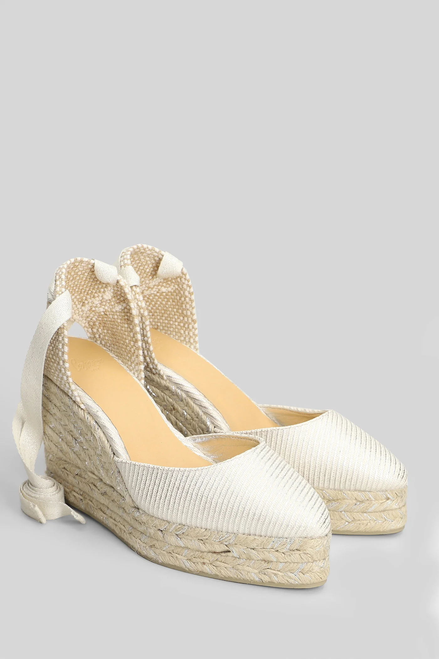 Joyce-8Ed-291 Wedges in white fabric - Image 2