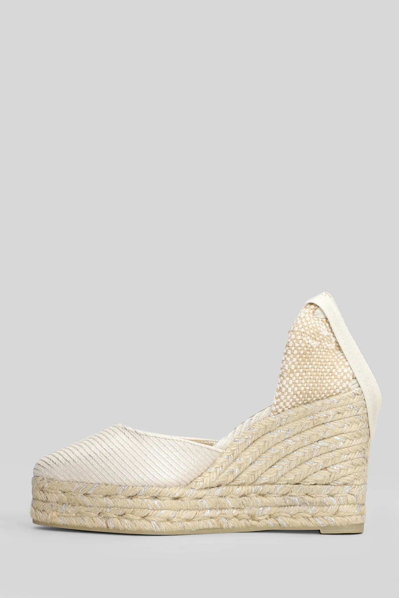 Joyce-8Ed-291 Wedges in white fabric - Image 3