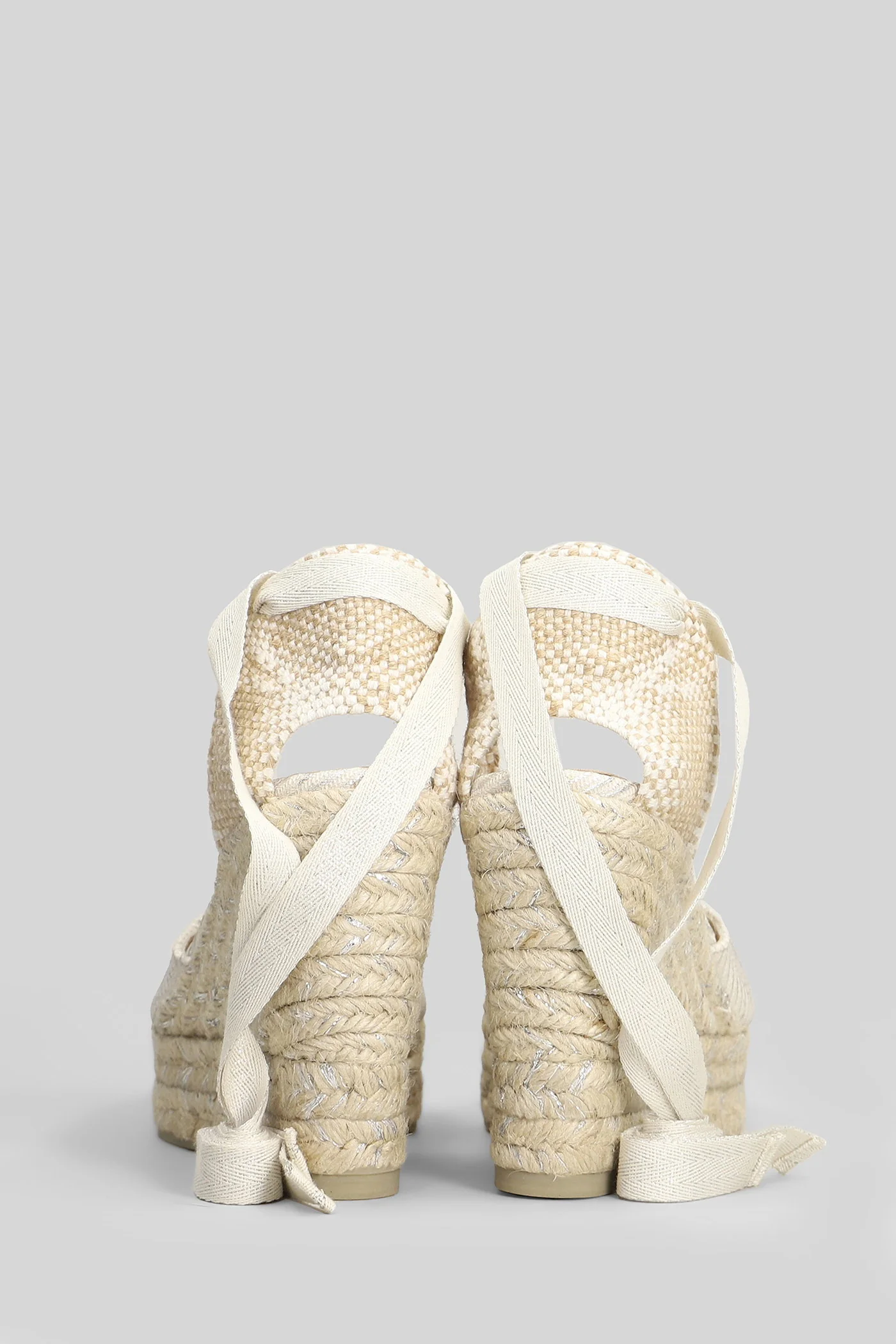 Joyce-8Ed-291 Wedges in white fabric - Image 4
