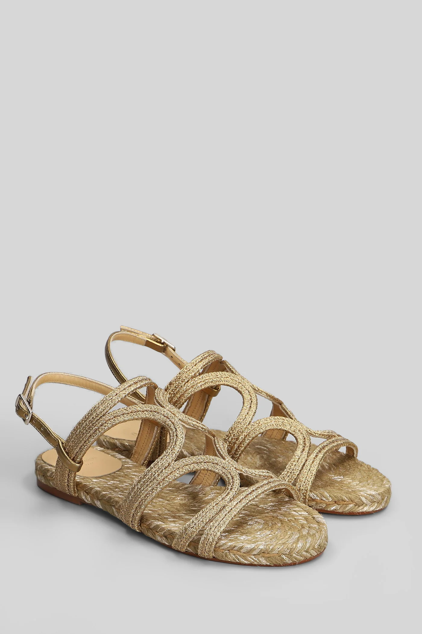 Pitra-266 Flat sandal-slipper in gold fabric - Image 2