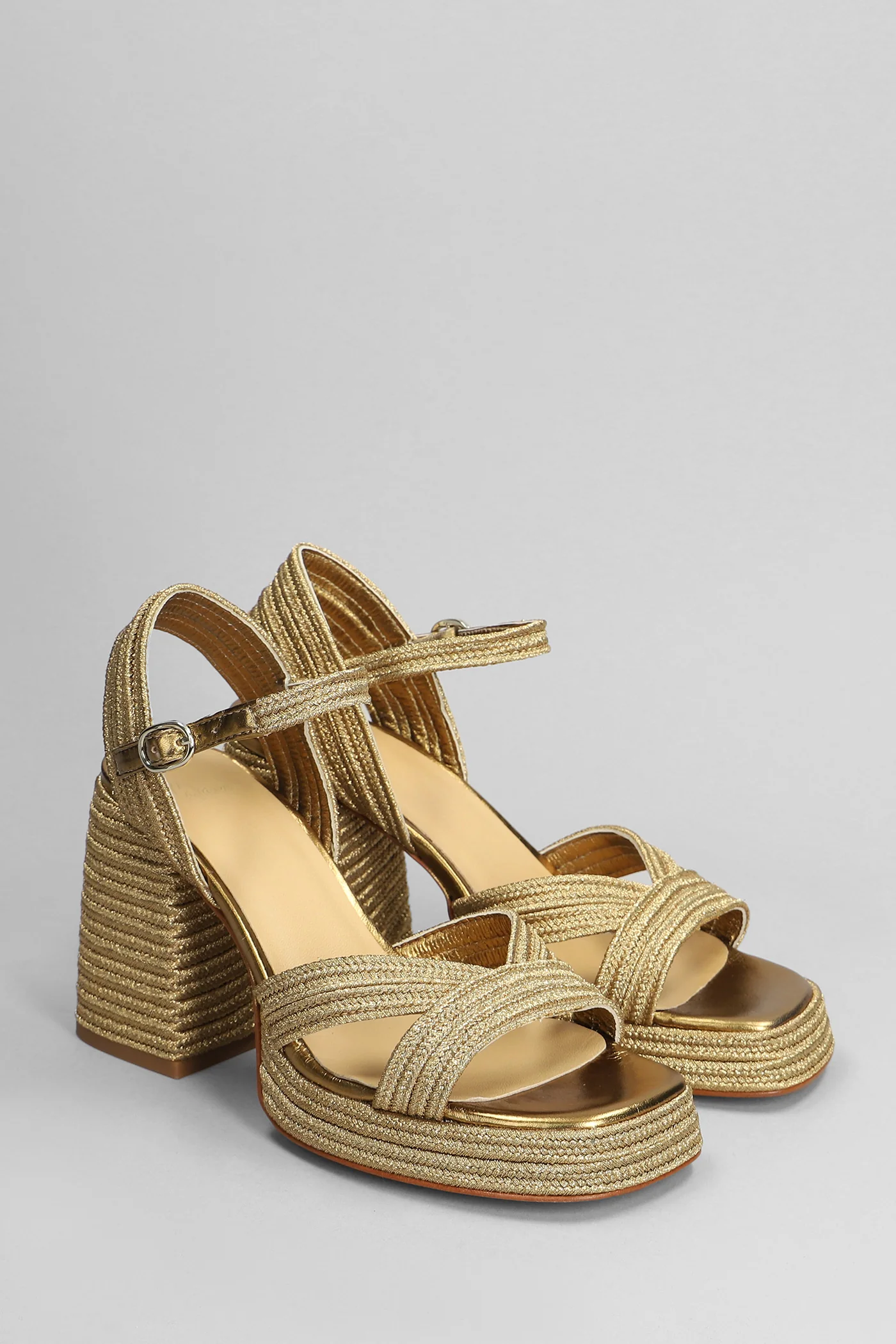 Valle-142 Sandals in gold fabric - Image 2